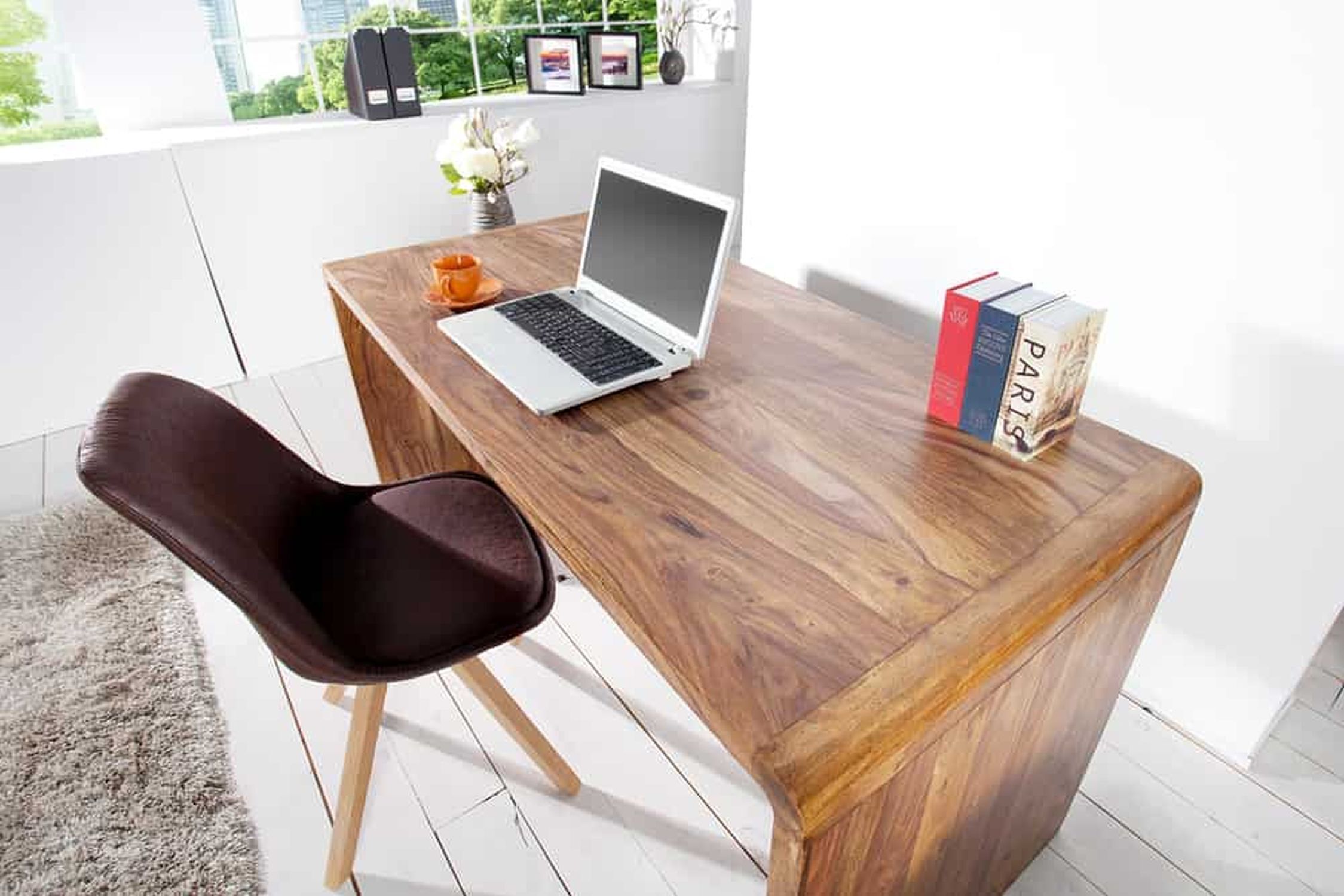 Schreibtisch Sheesham Holz in Natur 120 x 60 cm