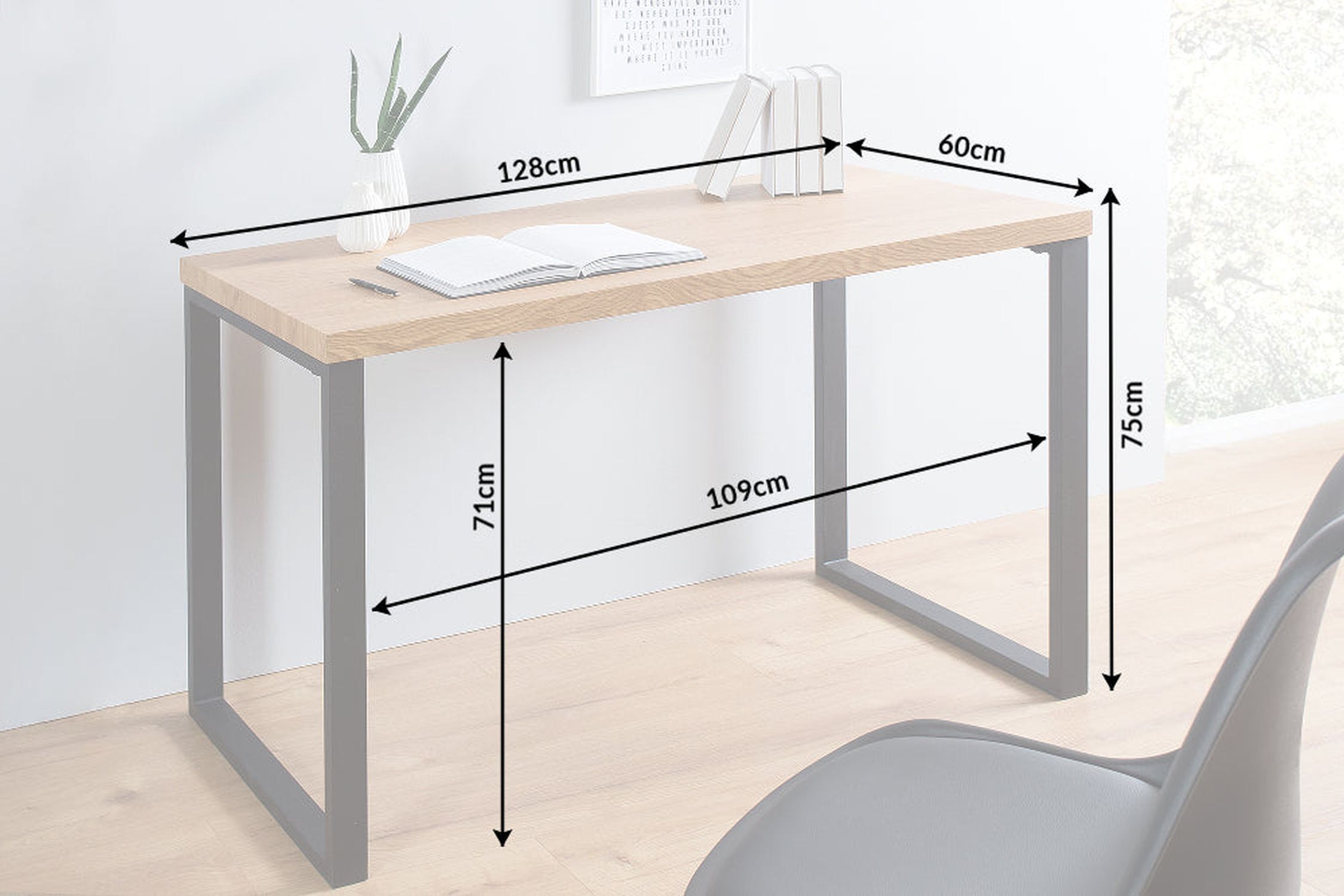 Schreibtisch Industrial MDF Eisen 120 x 75 cm Kufengestell