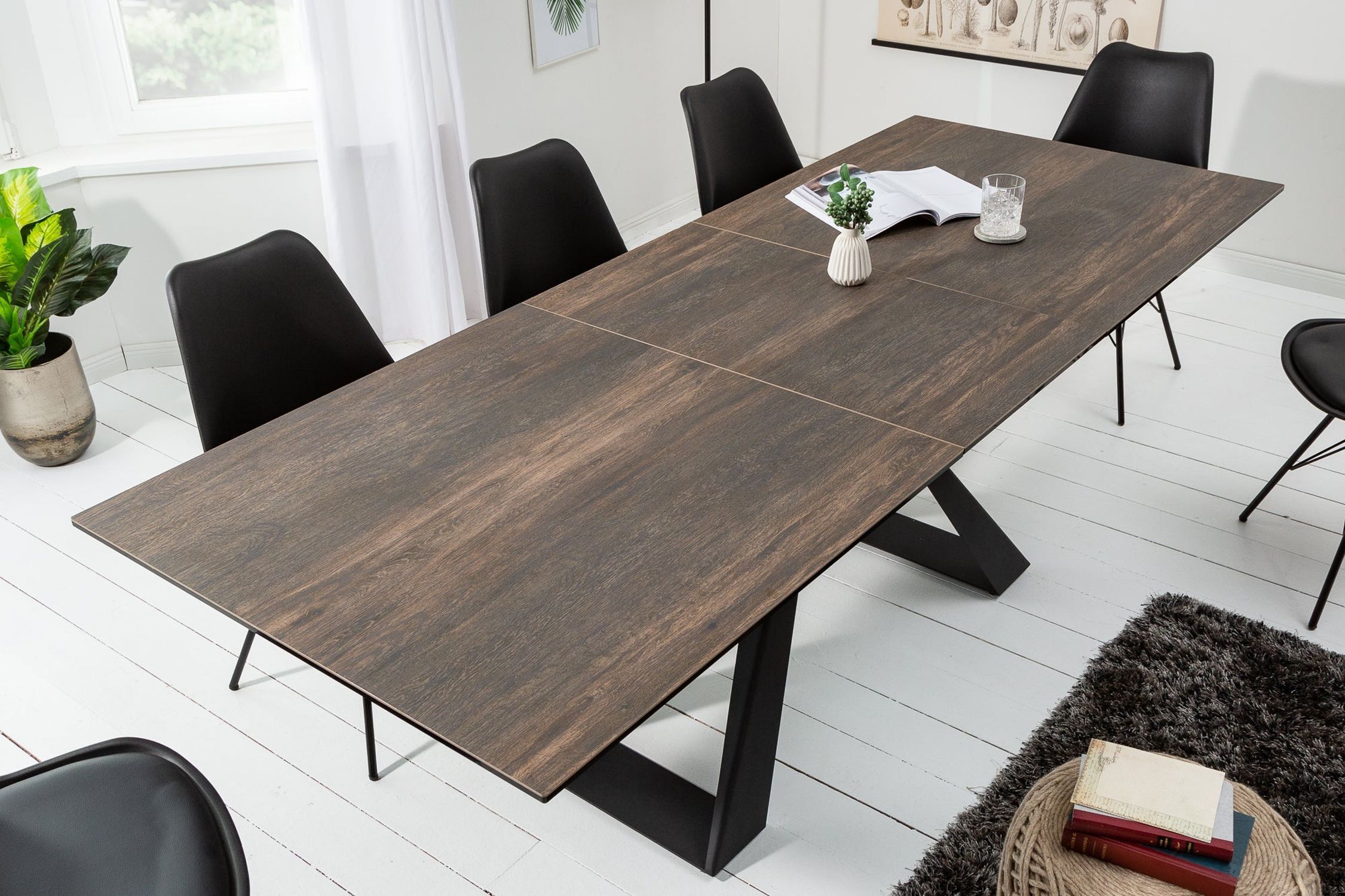 Esstisch ausziehbar Keramik in Eiche Schwarz 180-230 cm