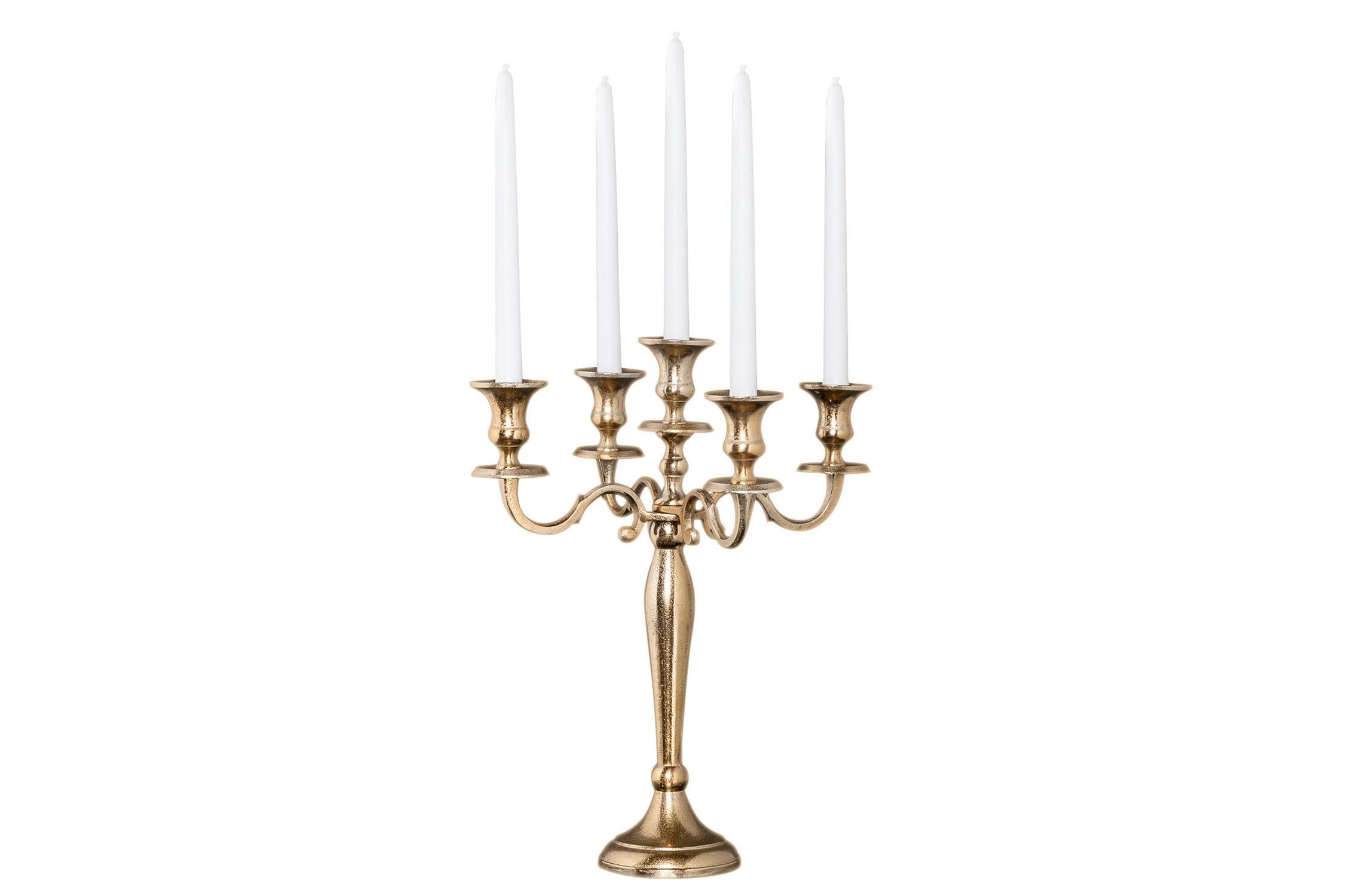 Kerzenhalter für Stabkerzen Metall in Gold H: 40 cm 5-armig