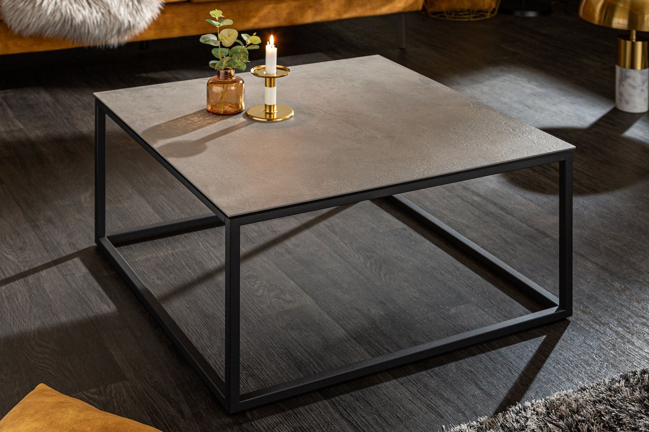 Couchtisch Keramik in Grau Beton Optik 75x40 cm (BxH)