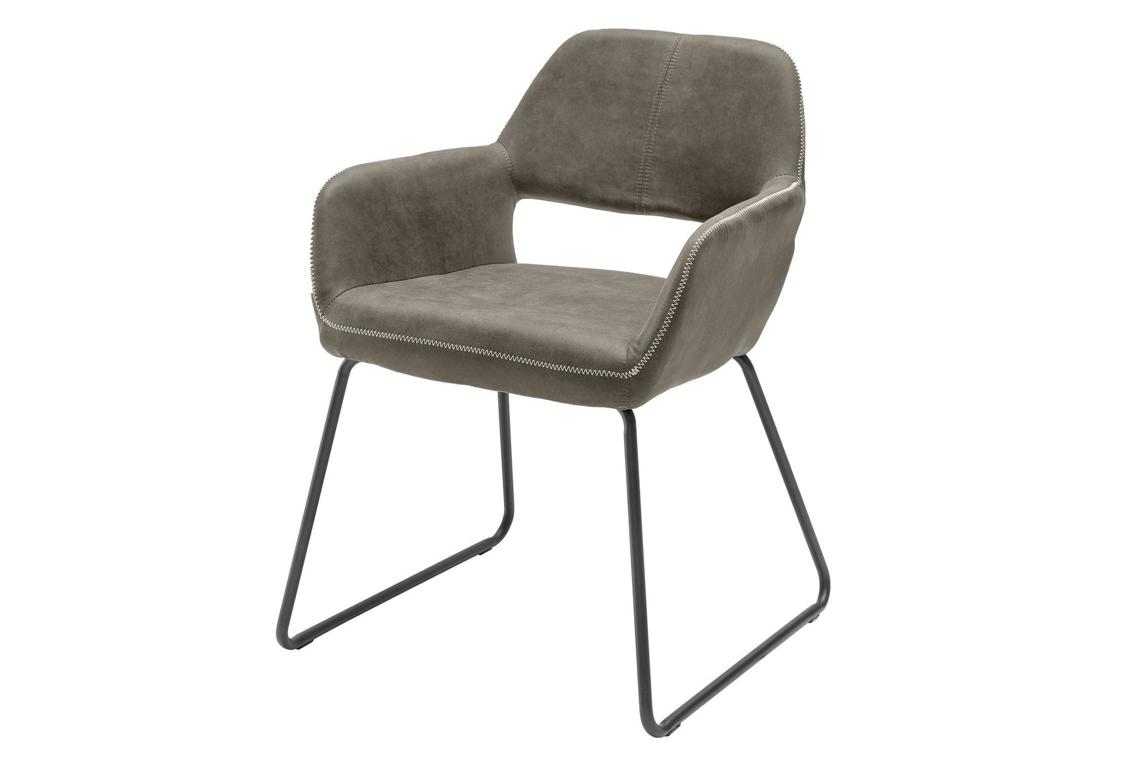 Esszimmerstuhl Taupe Schwarz Bauhaus Stoff Metall LILLE