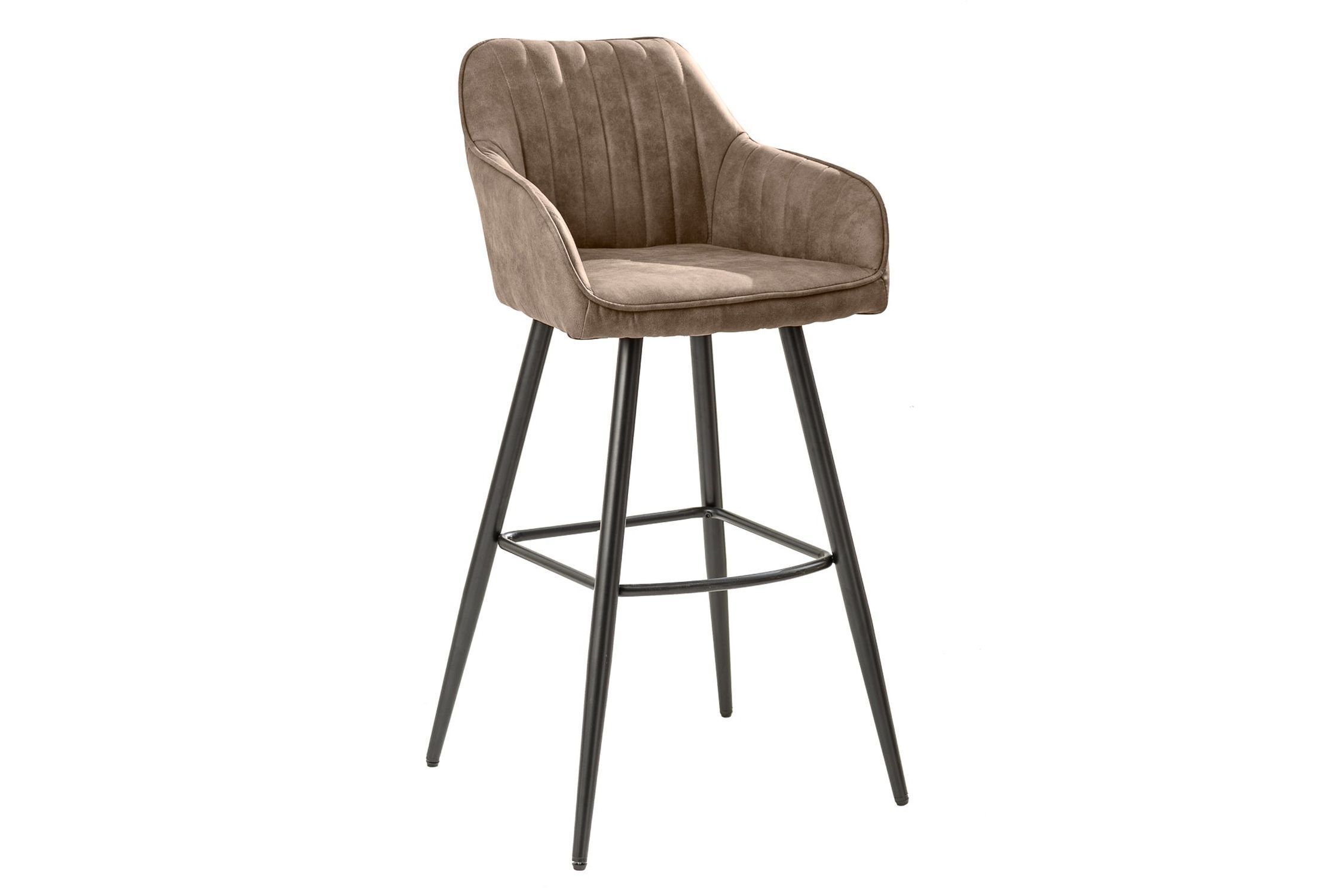 Barhocker mit Lehne Stoff Metall in Taupe Schwarz Modern