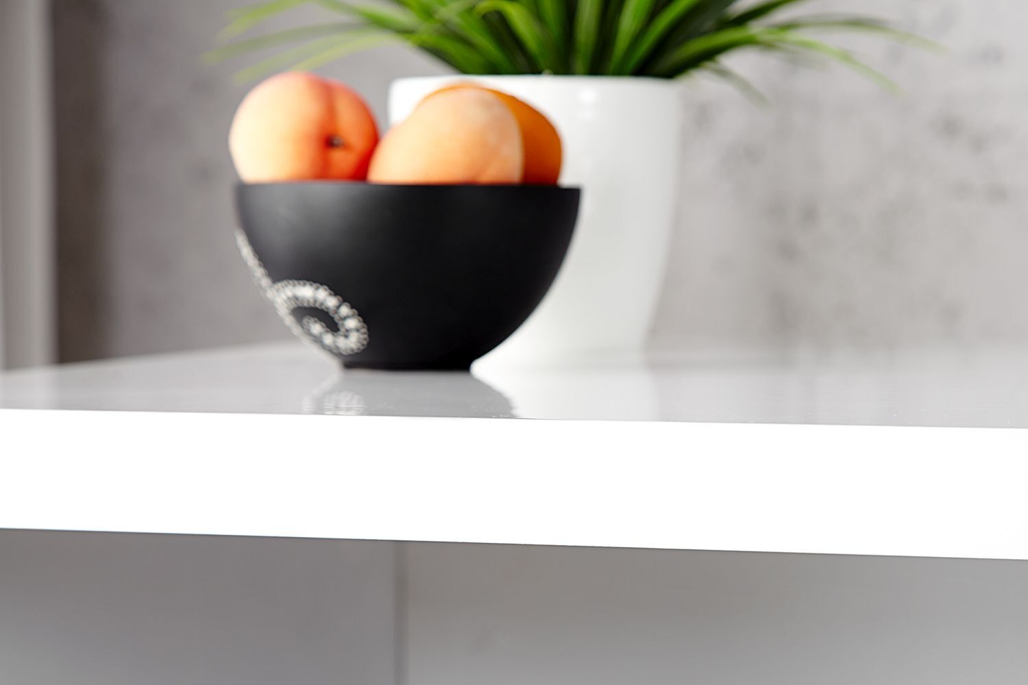 Schreibtisch MDF lackiert 20 cm in Weiß Hochglanz