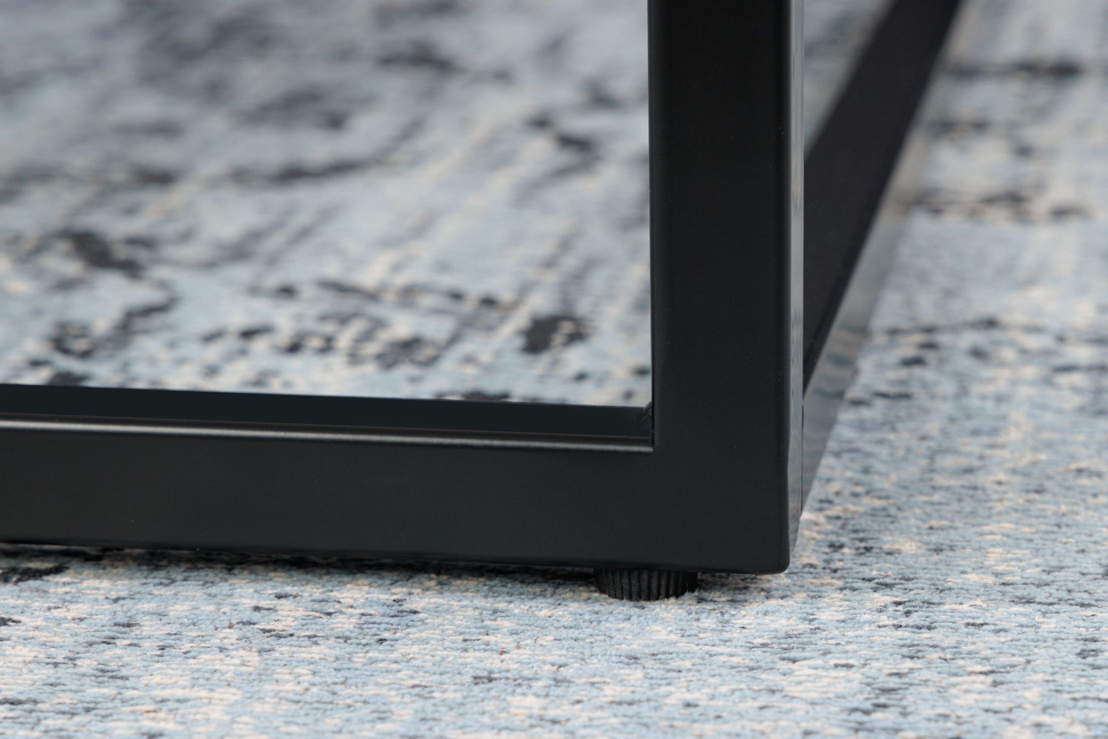 Couchtisch Hartglas Metall in Weiß Schwarz 90x60 cm