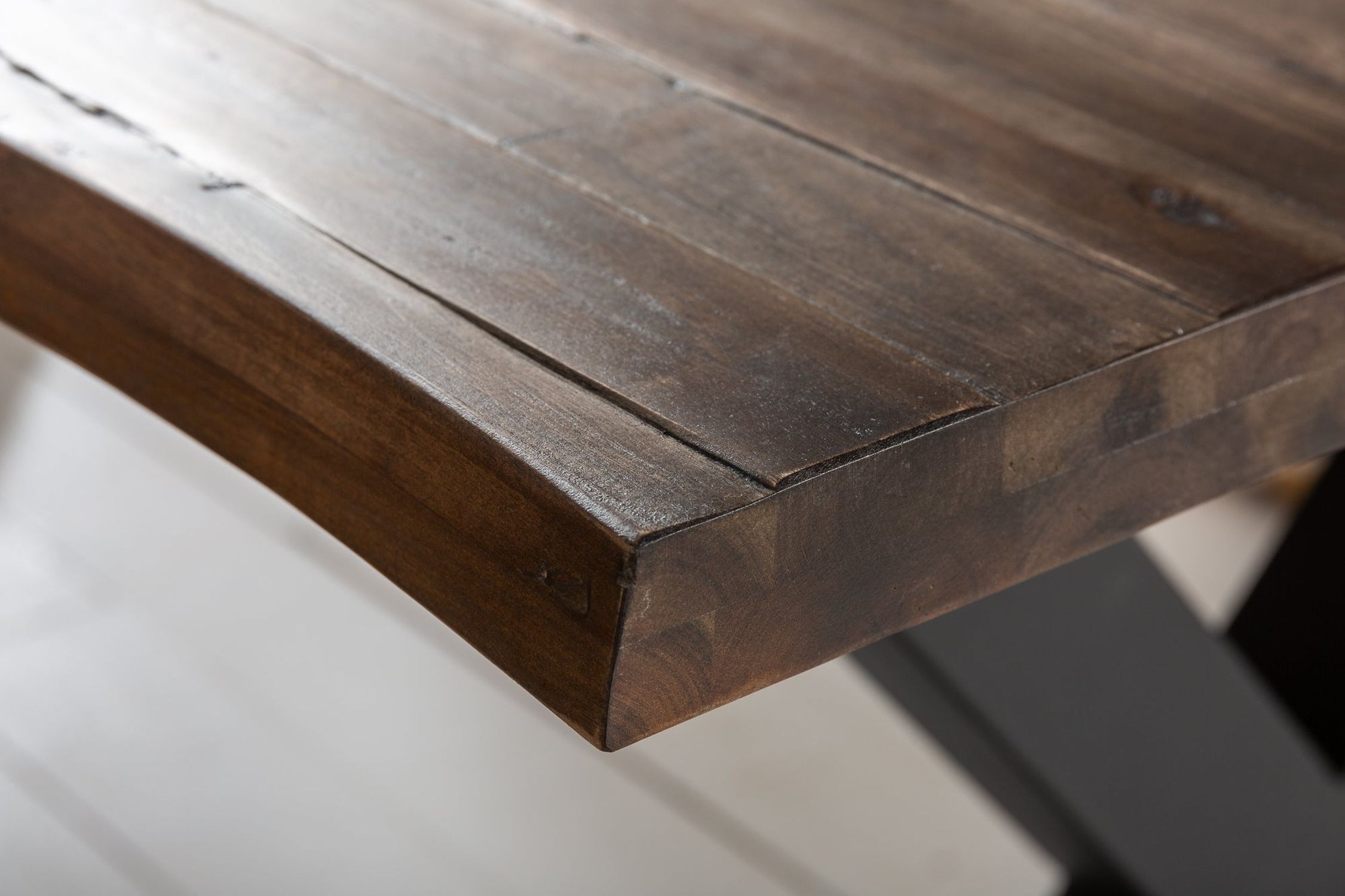 Esstisch Baumkante Akazienholz Metall Braun Schwarz 160x90cm