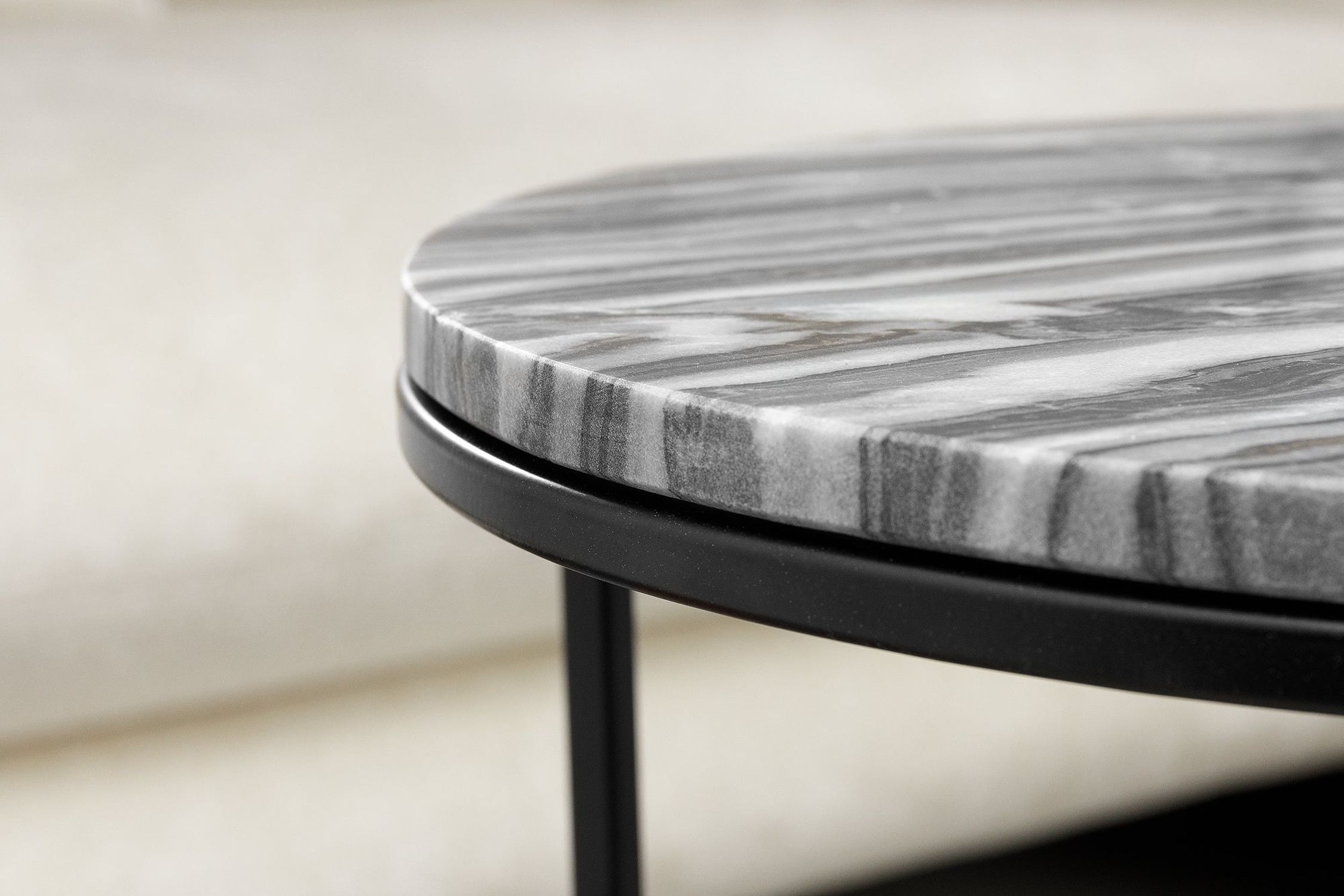 Beistelltisch 2er Set Marmor Metall in Grau Schwarz