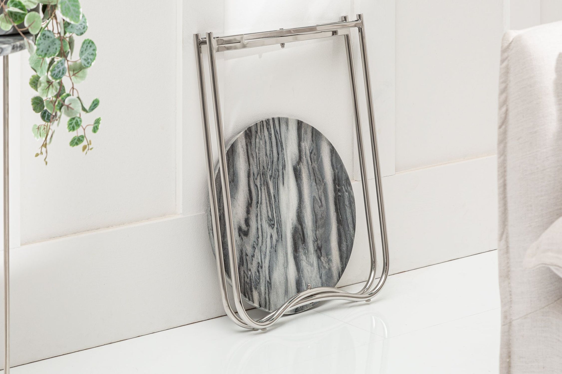 Beistelltisch Marmor Metall in Grau Silber 38x38 cm