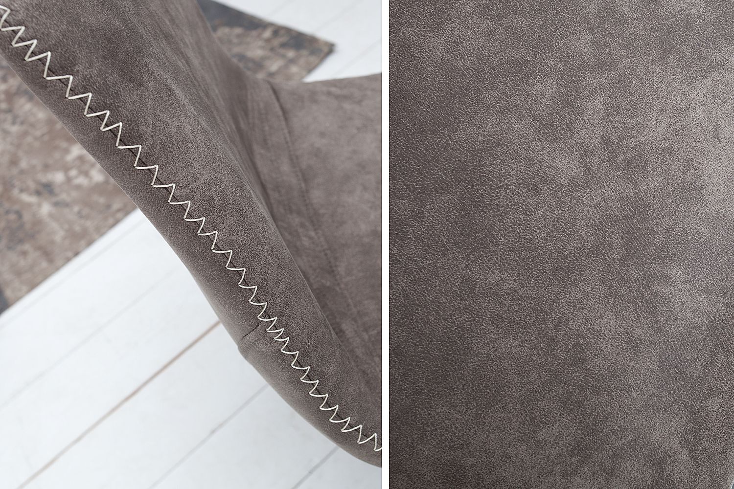 Esszimmerstuhl Microfaser Metall 47 cm in Taupe Grau Schwarz