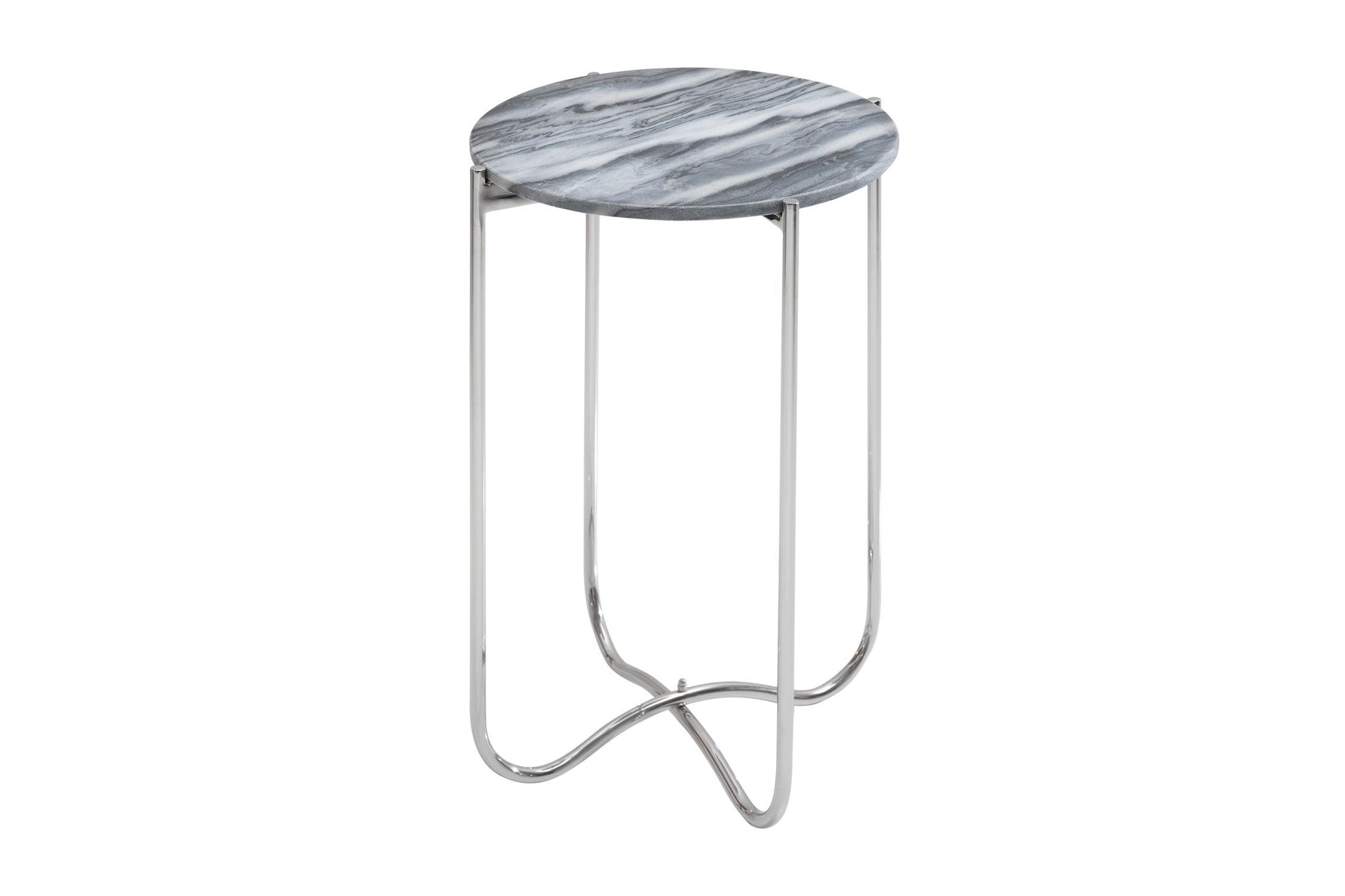 Beistelltisch Marmor Metall in Grau Silber 38x38 cm