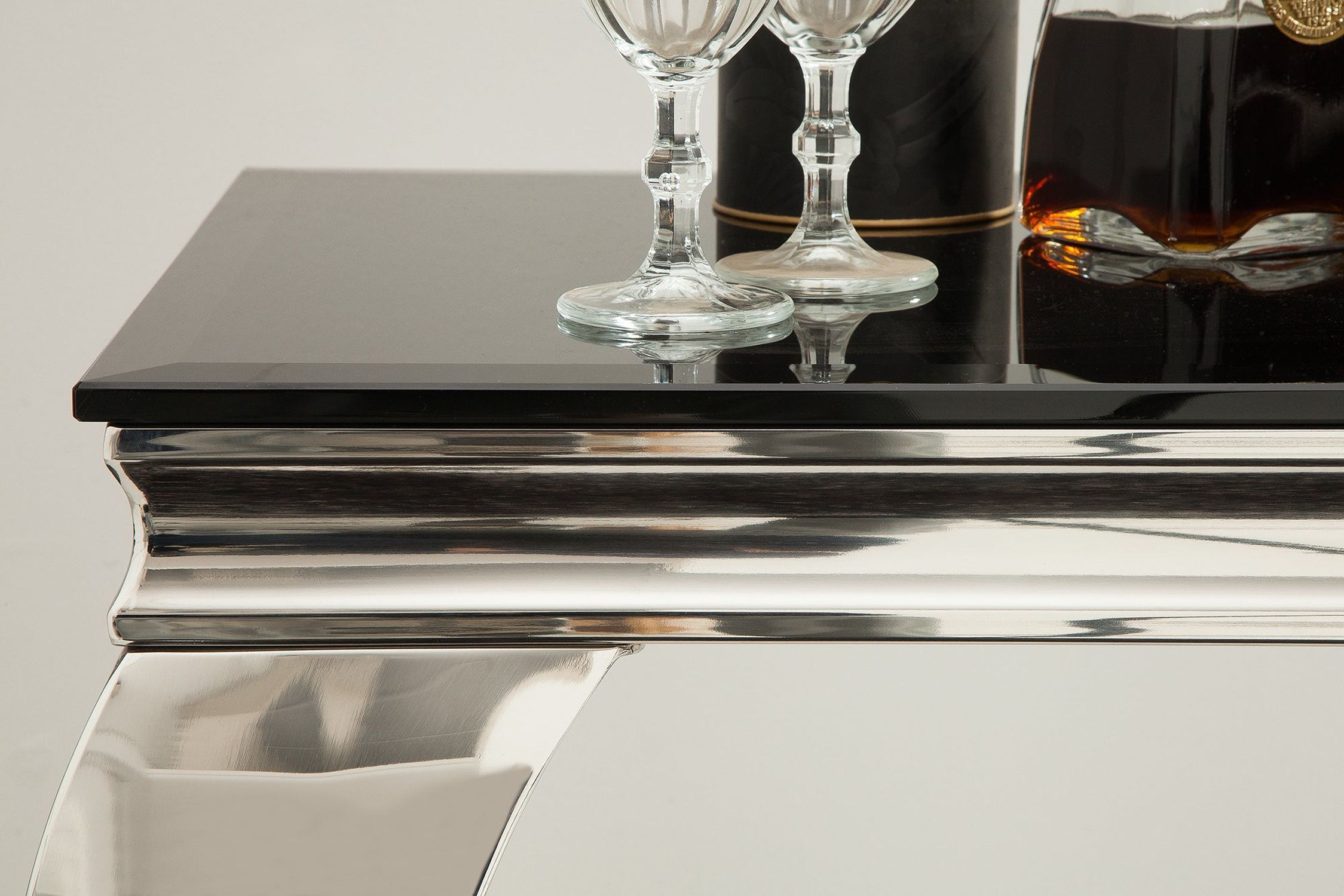 Konsolentisch Keramik in Schwarz Silber 144 cm