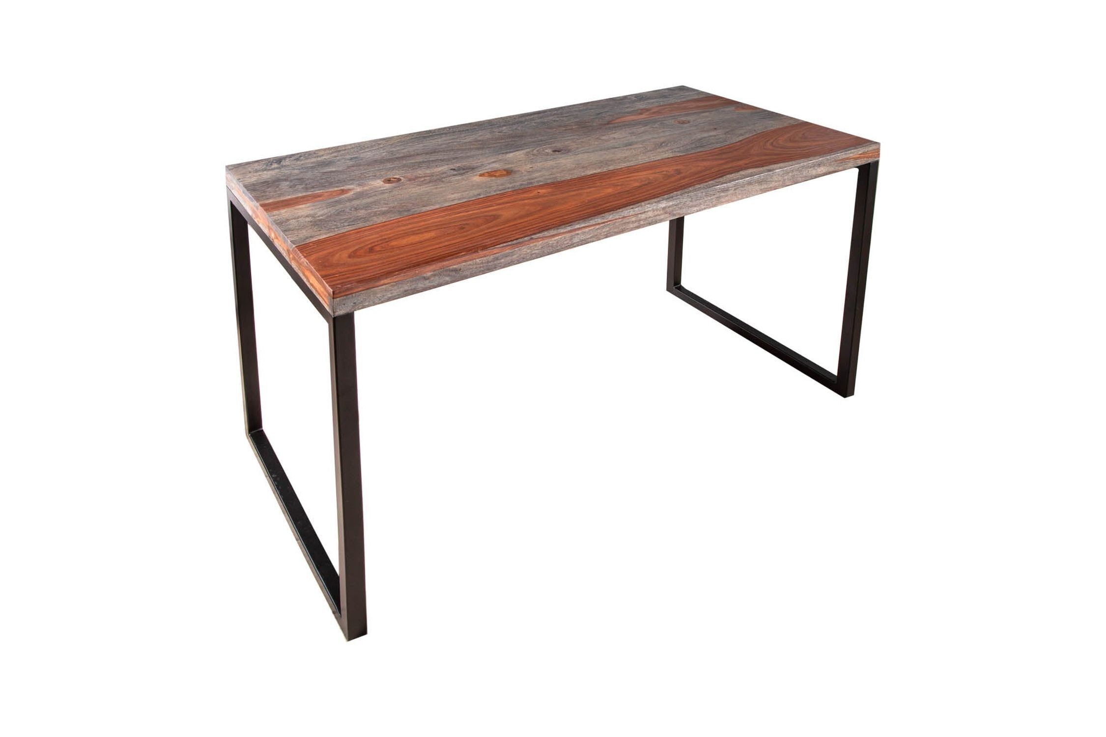 Schreibtisch Sheesham Holz Metall Rauch Finish Schwarz 118cm