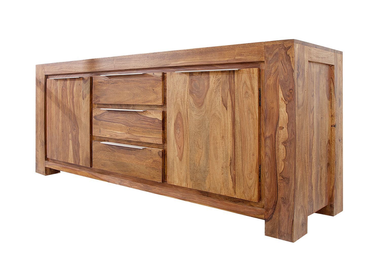 Sideboard Sheesham Holz Aluminium 40 cm in Natur Silber