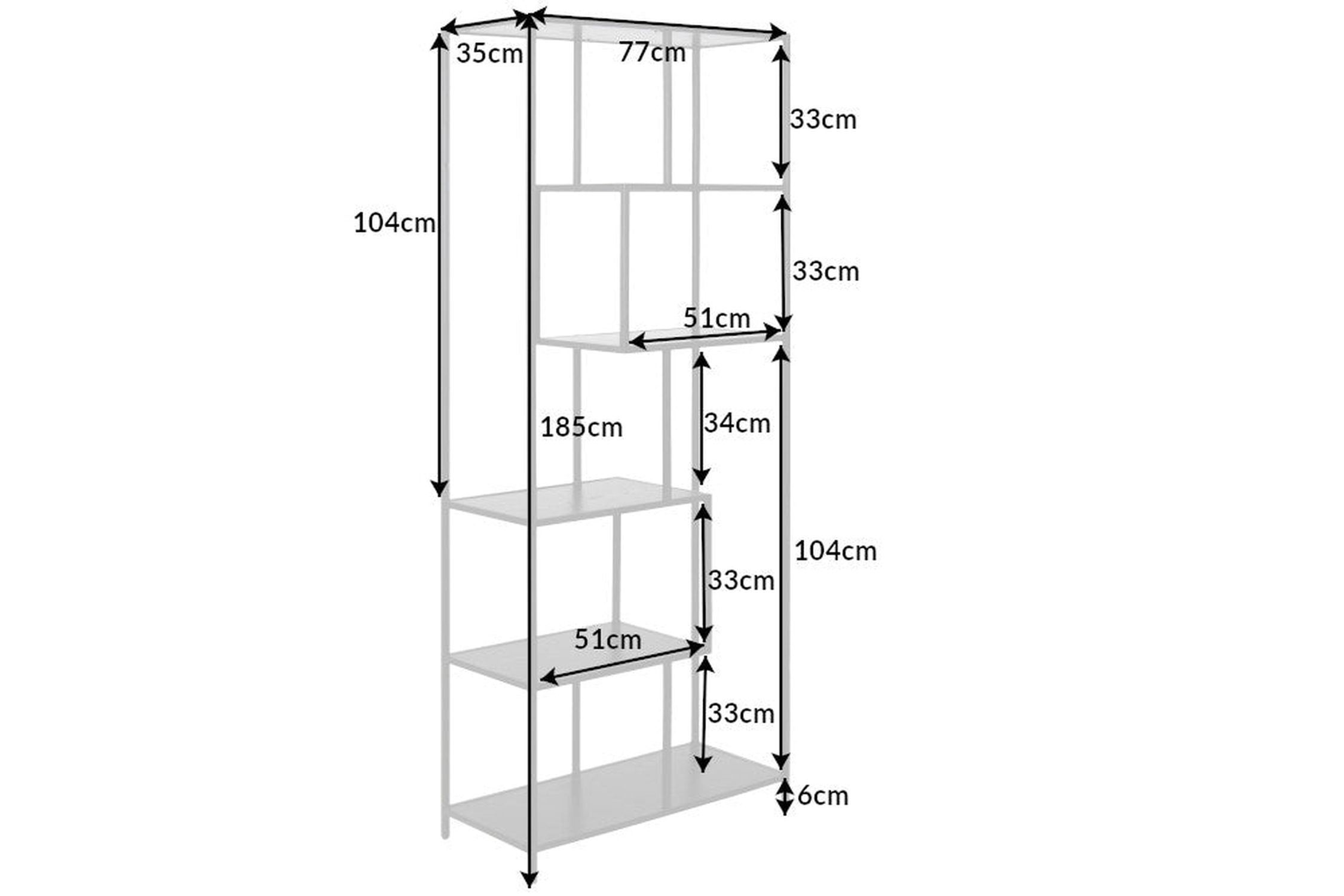 Standregal Schwarz 77 x 185 cm Modern asymmetrisch