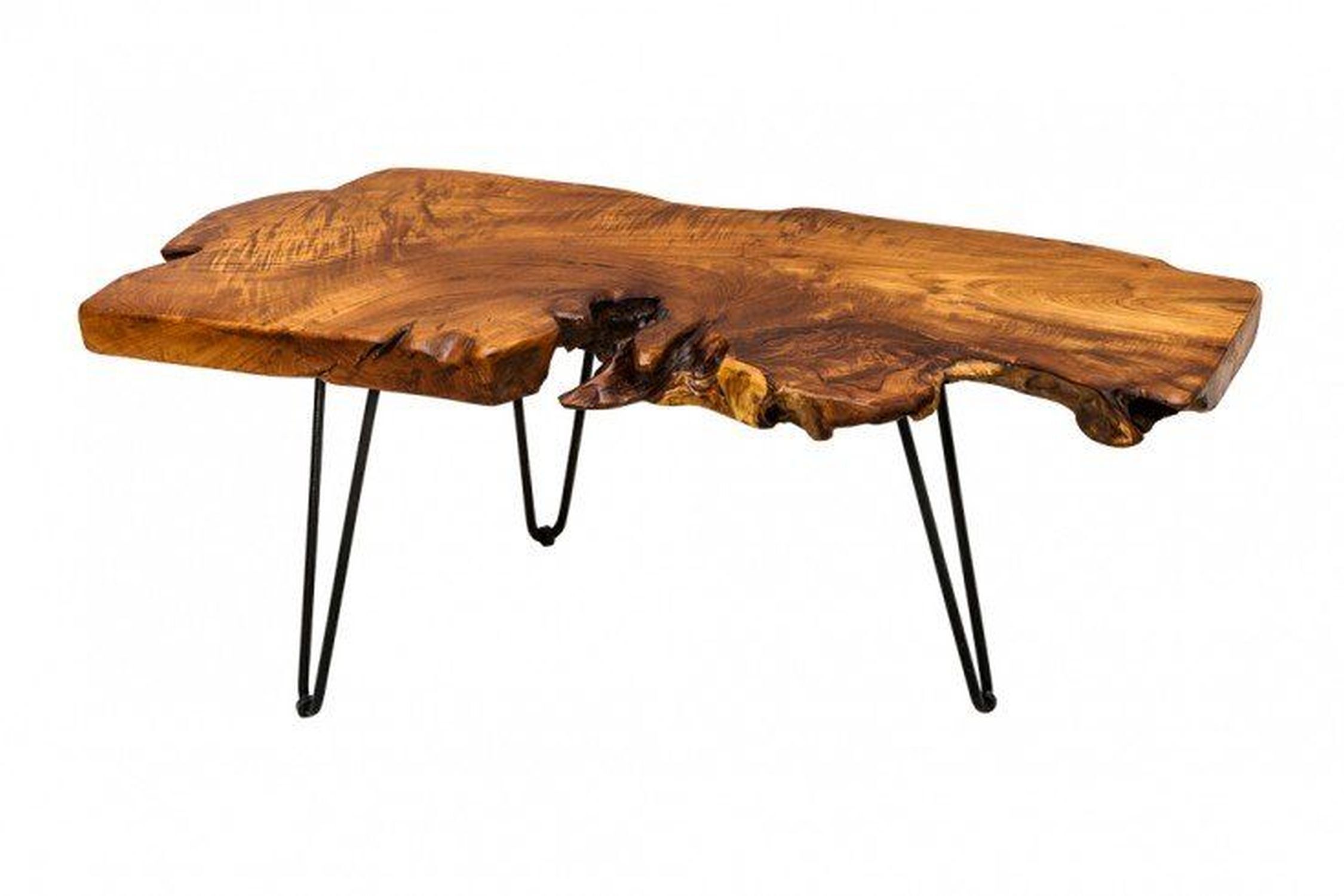 Couchtisch Baumscheibe Akazienholz Metall Handarbeit 100x40 cm