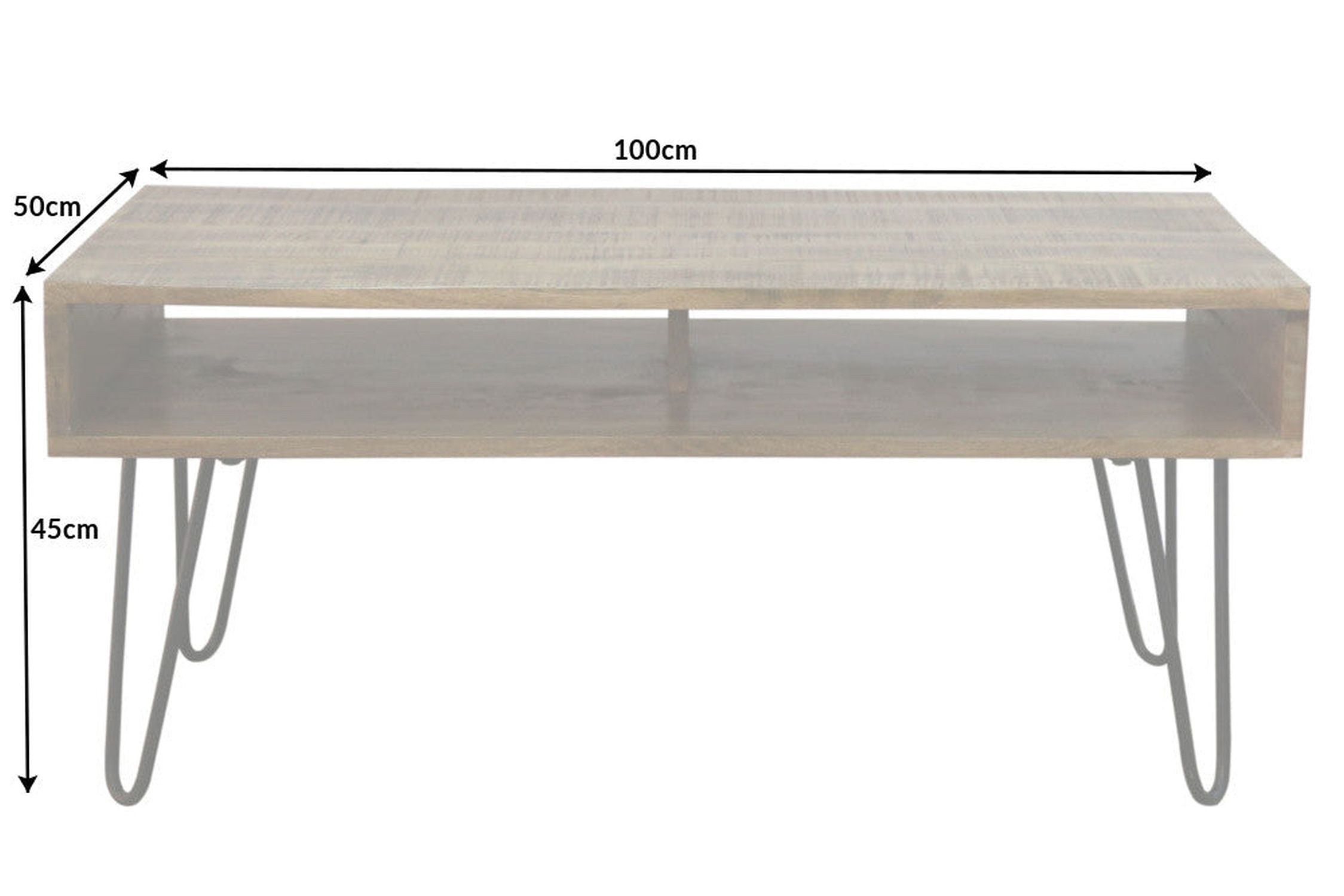 Couchtisch Mango Holz Metall 100 x 50 cm