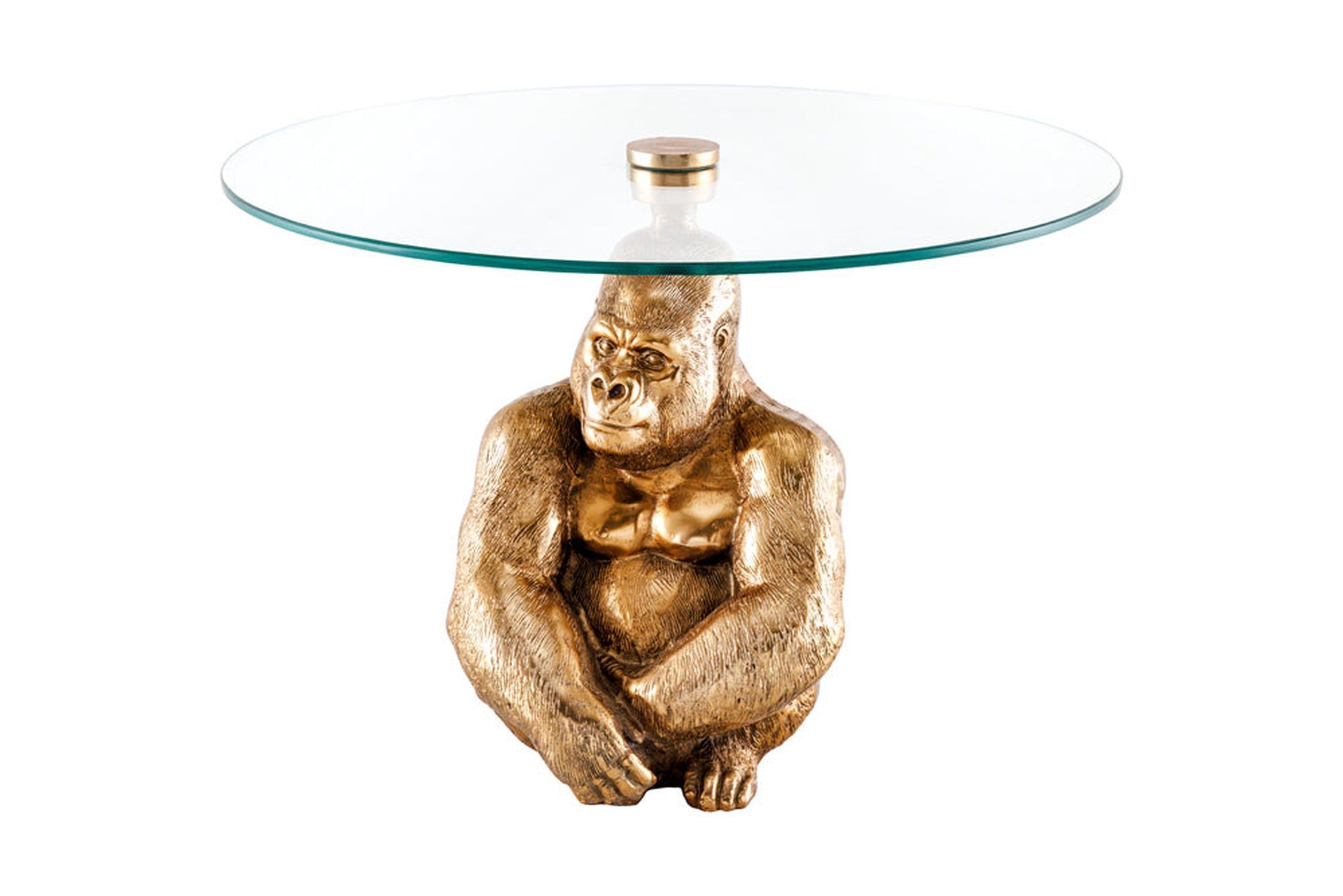 Couchtisch Hartglas Metall in Gold 60x60 cm Handarbeit