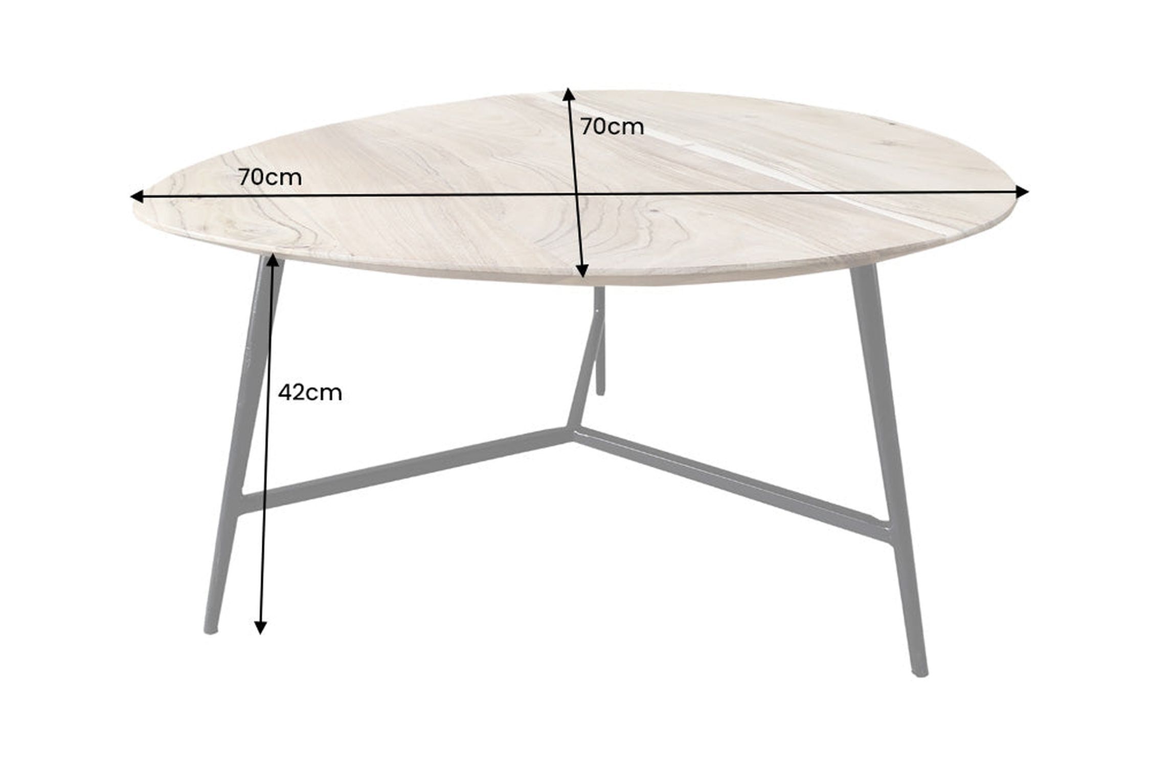 Couchtisch Akazienholz Metall 70 x 70 cm Industrial Design