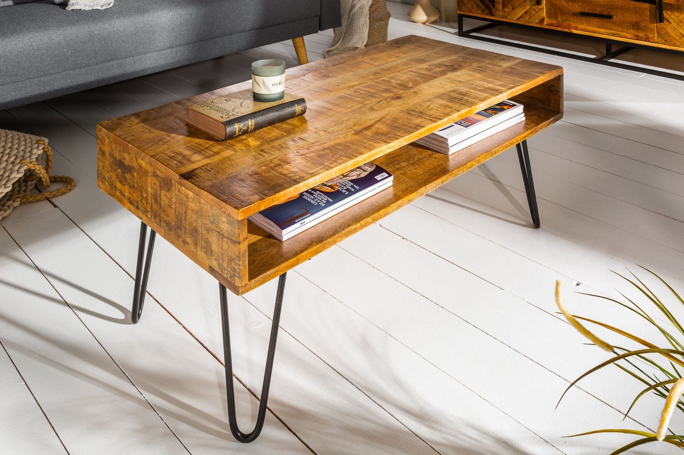 Couchtisch Mango Holz Metall 100 x 50 cm