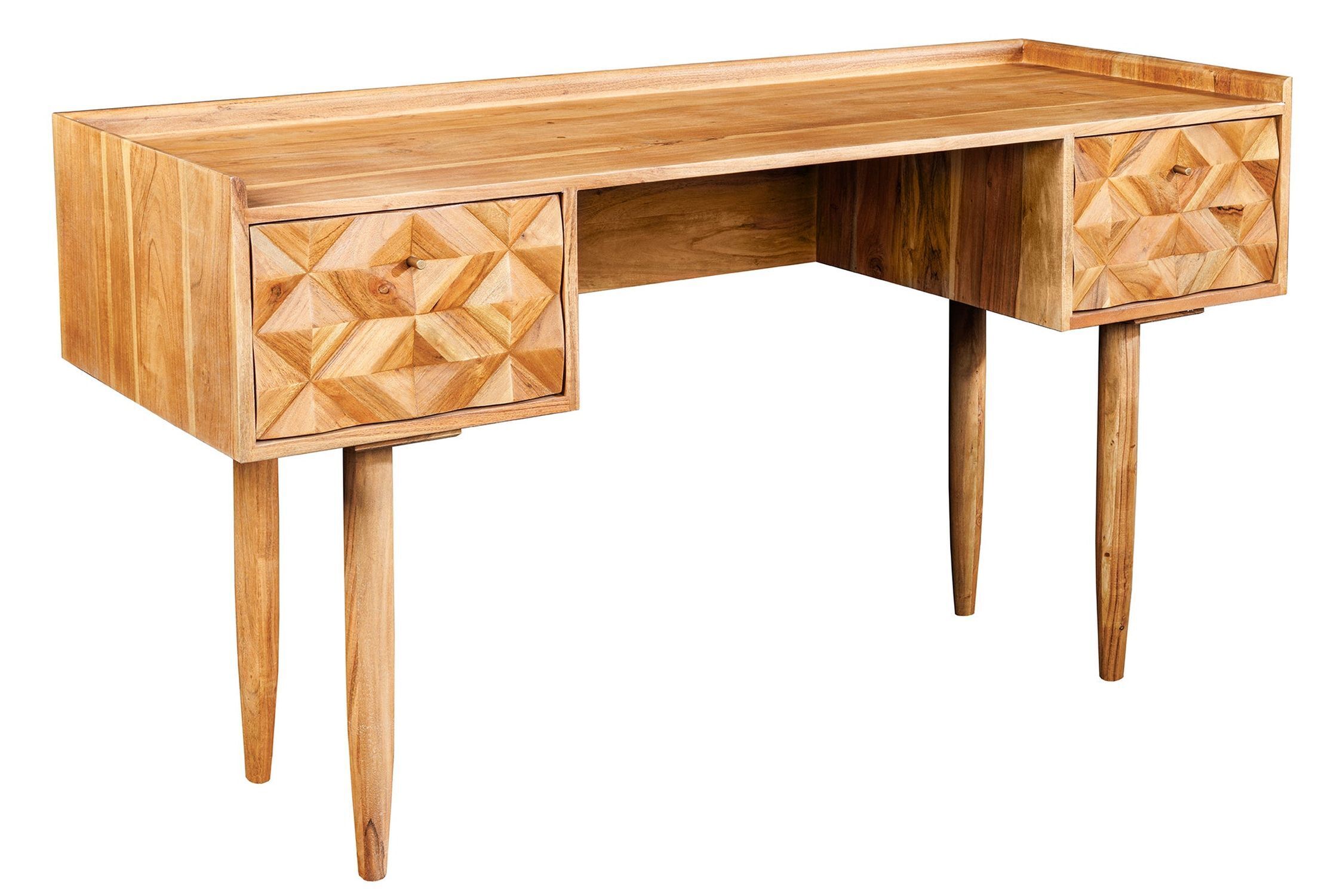 Schreibtisch mit Schublade Sheesham Holz Metall 132x50 cm