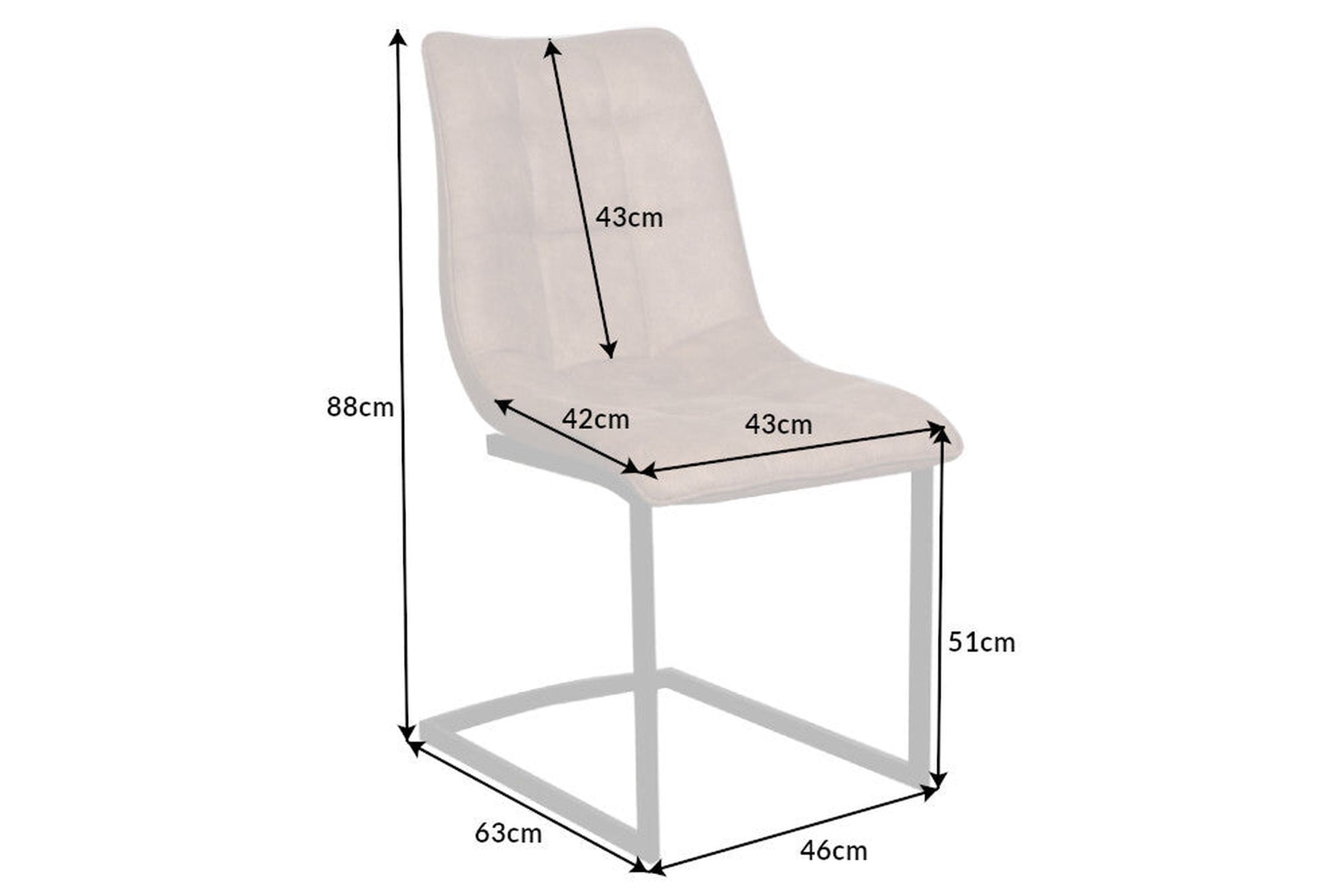 Freischwinger Stuhl Beige Schwarz aus Stoff Metall