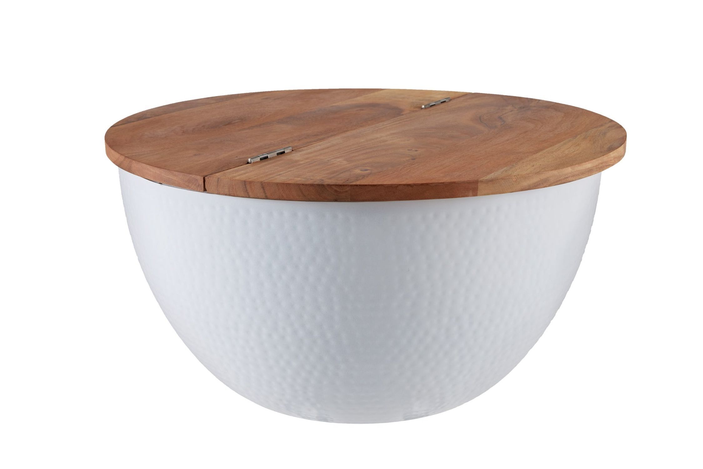 Couchtisch Akazienholz Metall Natur Weiß 60x60 cm Handarbeit