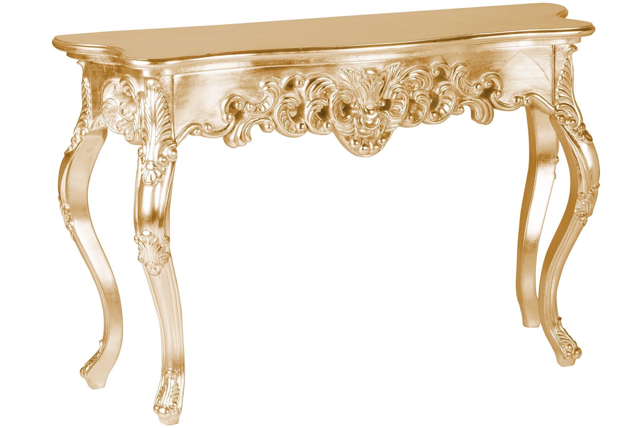 Konsolentisch Holz Polyurethan in Gold 110cm Handarbeit