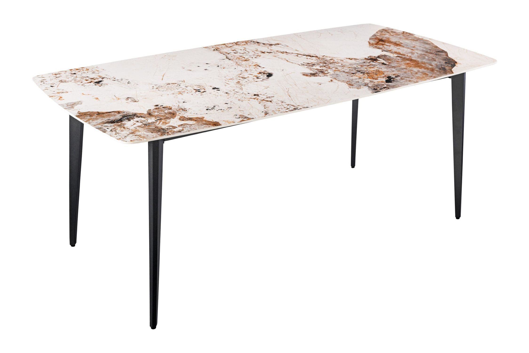 Esstisch Keramik Metall in Natur Marmor Schwarz 180x76 cm