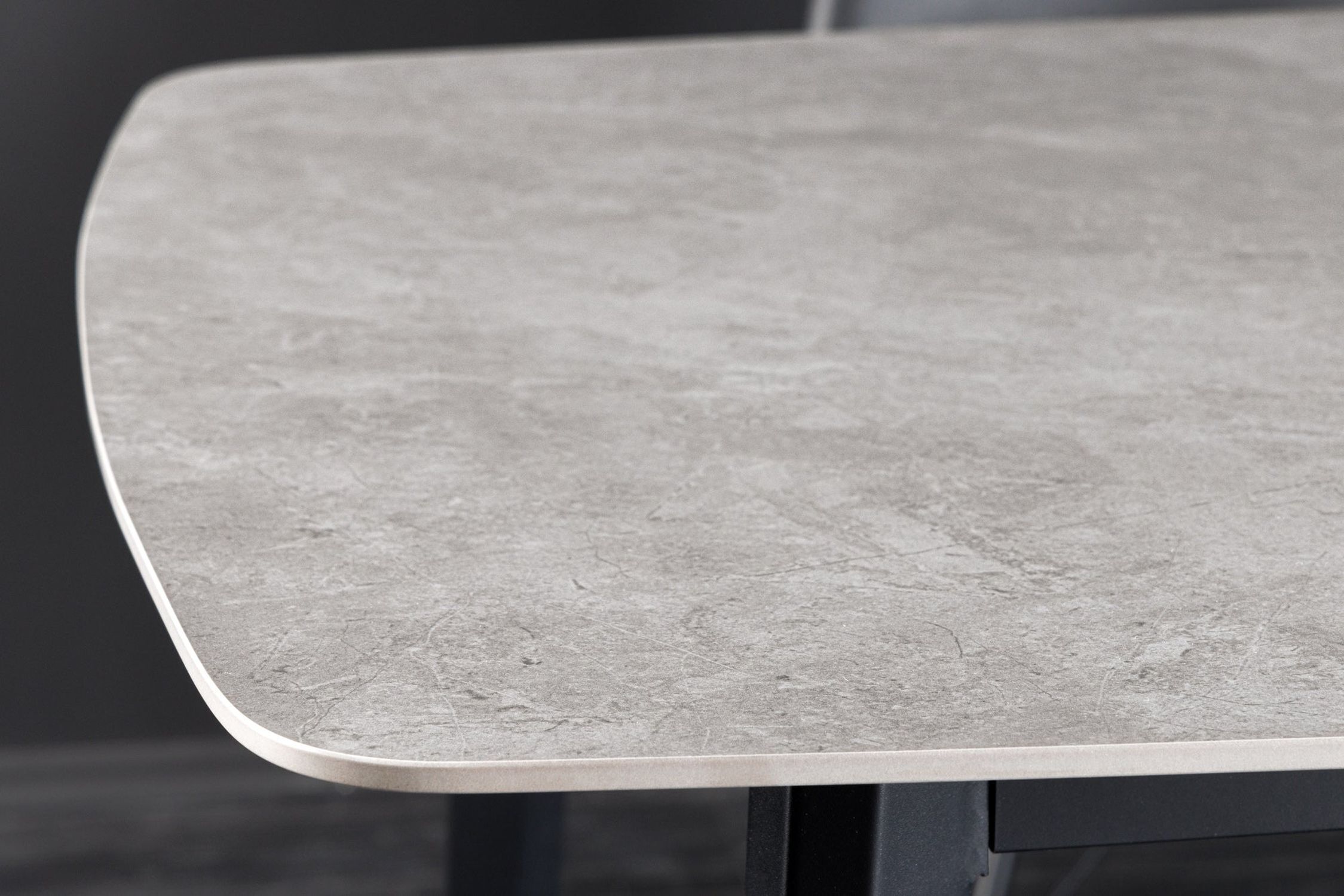 Esstisch Keramik Metall in Grau Marmor Schwarz 180x90 cm