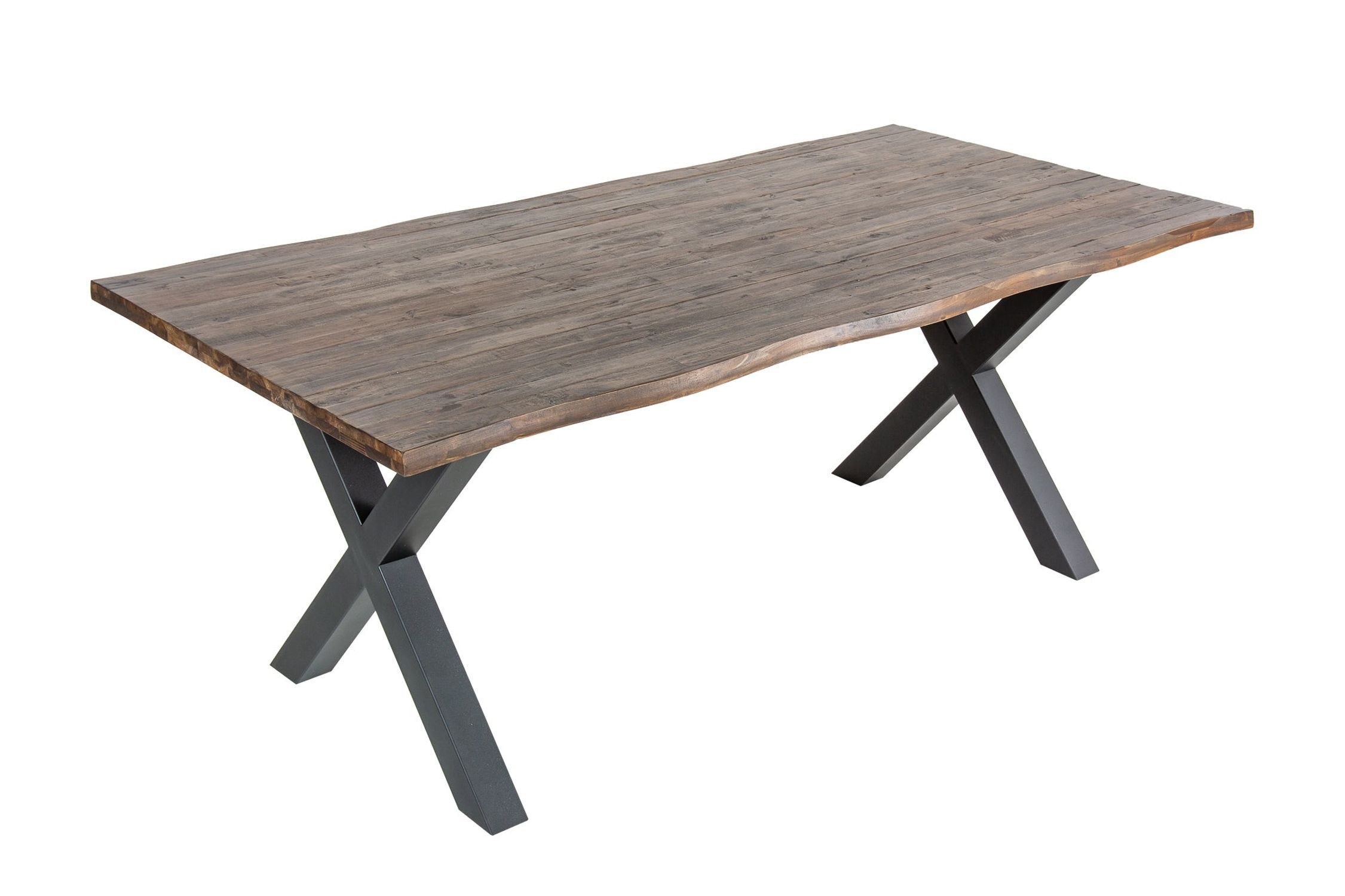 Esstisch Baumkante Akazienholz Metall Braun Schwarz 160x90cm