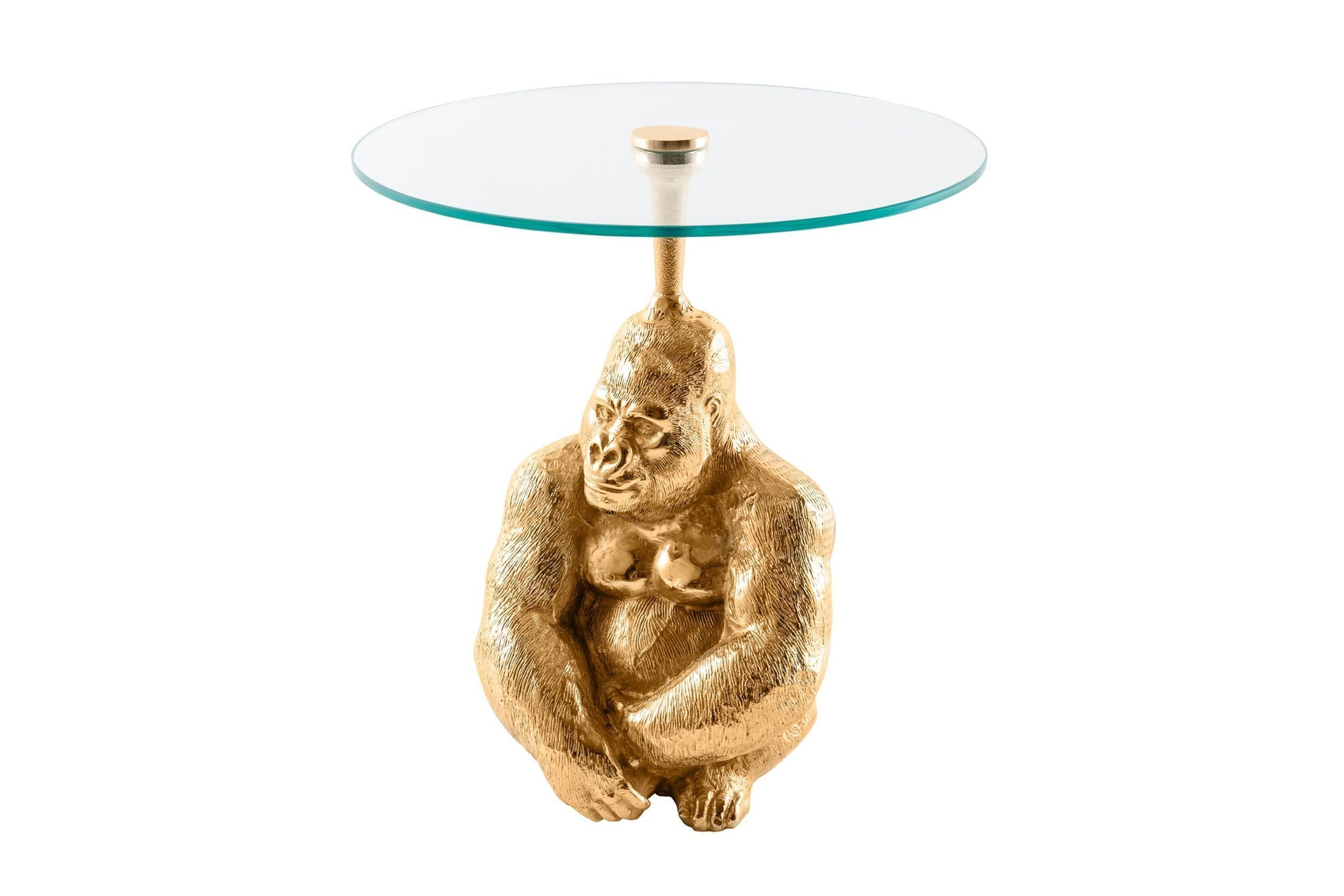 Beistelltisch rund Ø 45 cm Handarbeit Affe in Gold
