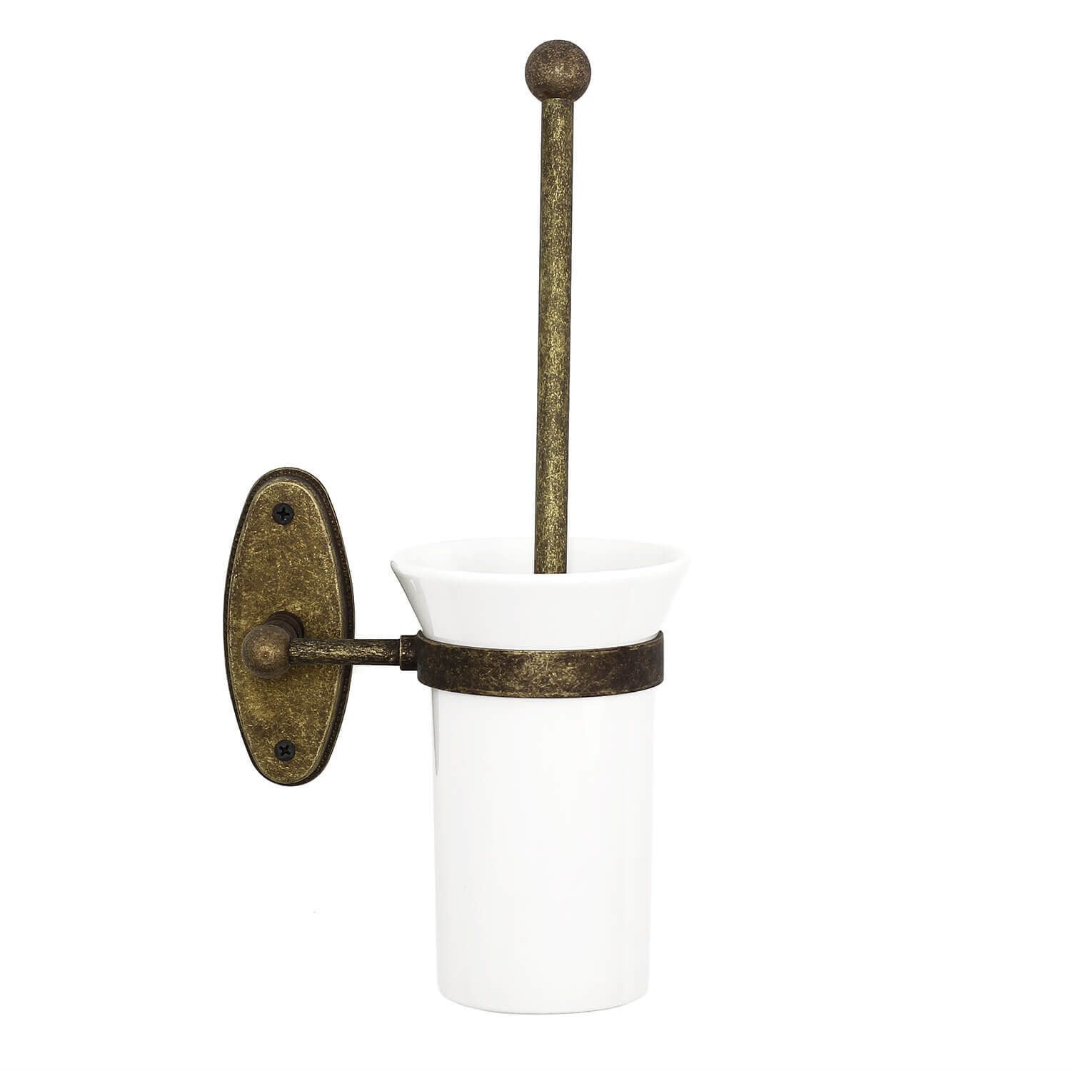 WC-Bürste Echt-Messing Keramik in Bronze Antik Weiß