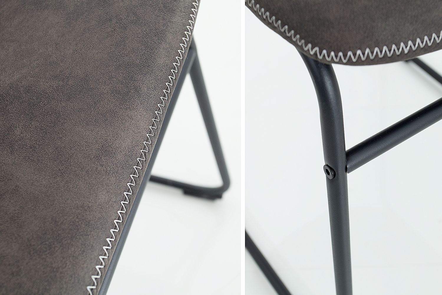 Esszimmerstuhl Microfaser Eisen 45 cm in Vintage Grau Schwarz