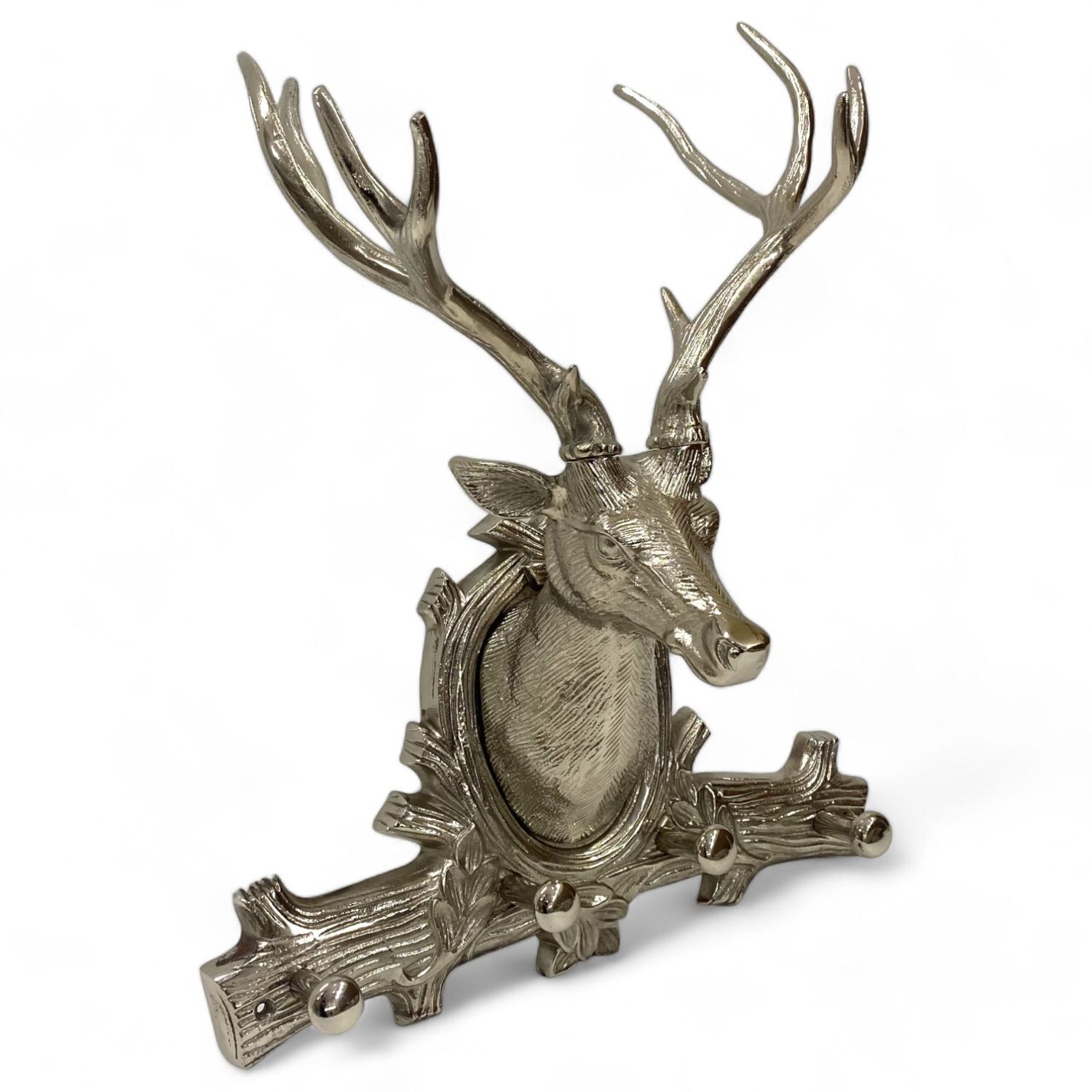 Deko Hirsch Kopf Jagdtrophäe 41 cm hoch Wand in Silber