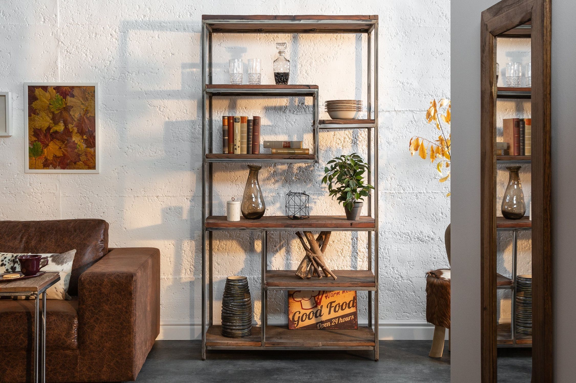 Shabby Regal Holz Metall H: 186 cm Handarbeit für Bücher