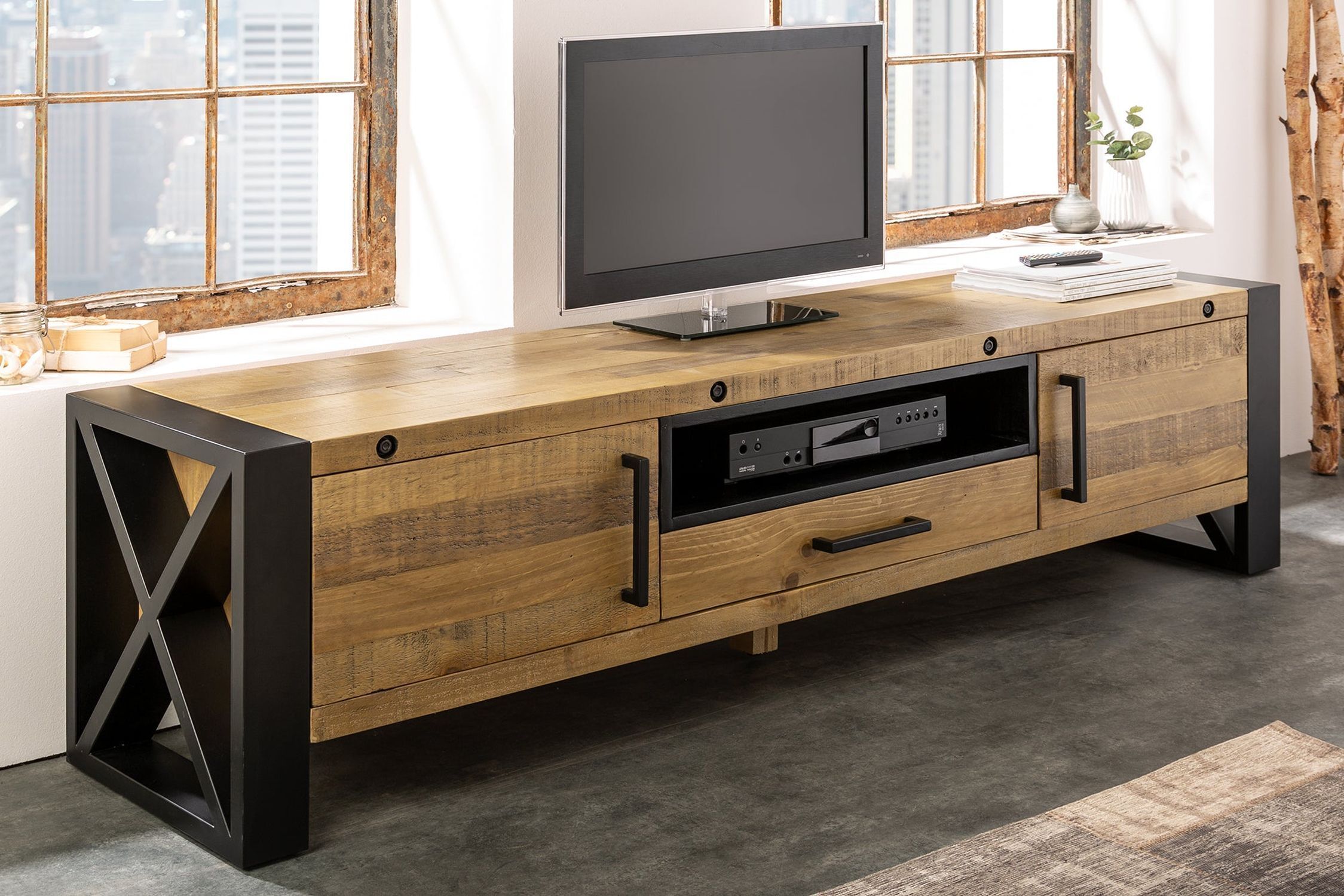 TV Lowboard 200 cm breit Kufengestell Industrial Design