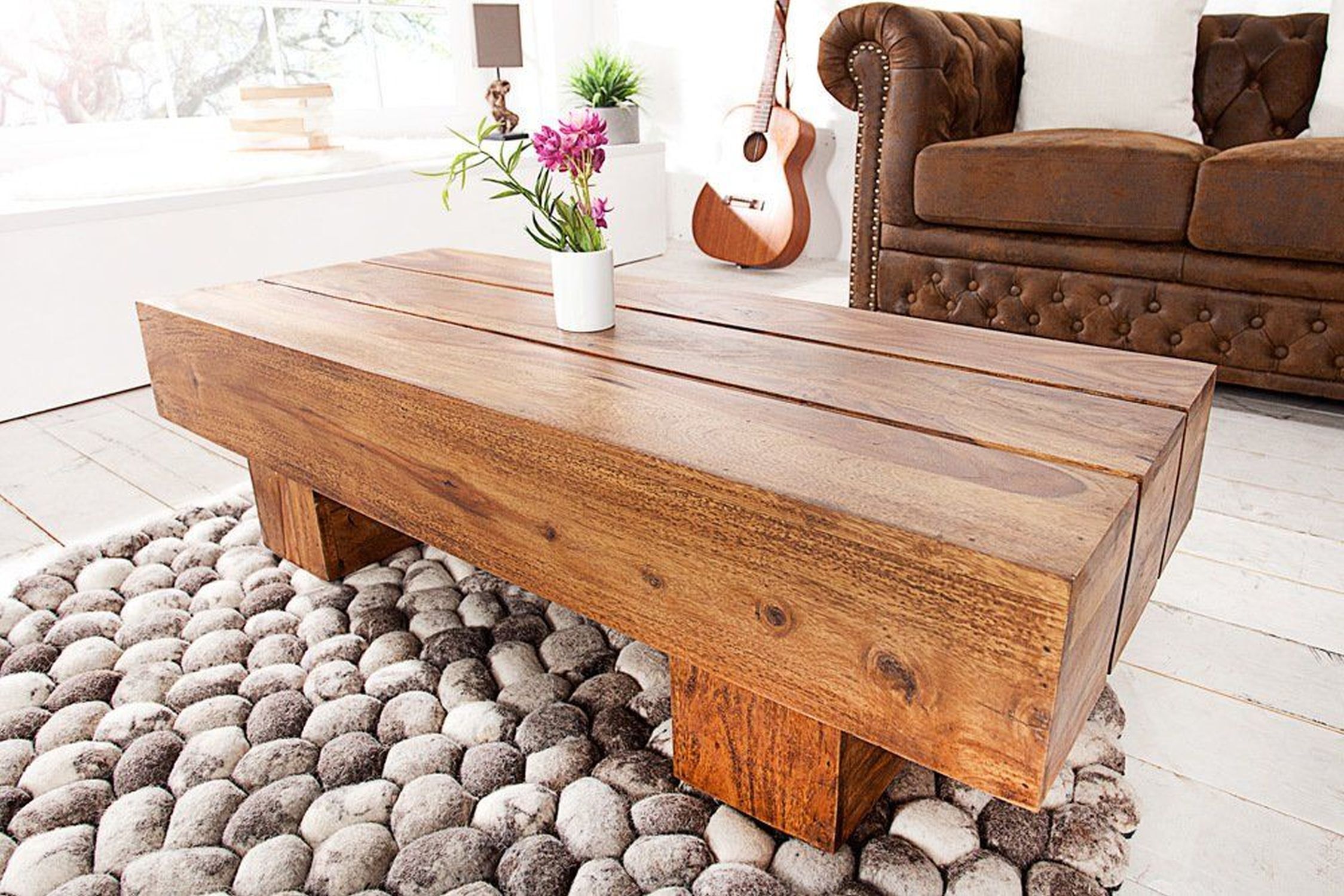 Couchtisch Sheesham Holz 100x60 cm in Natur
