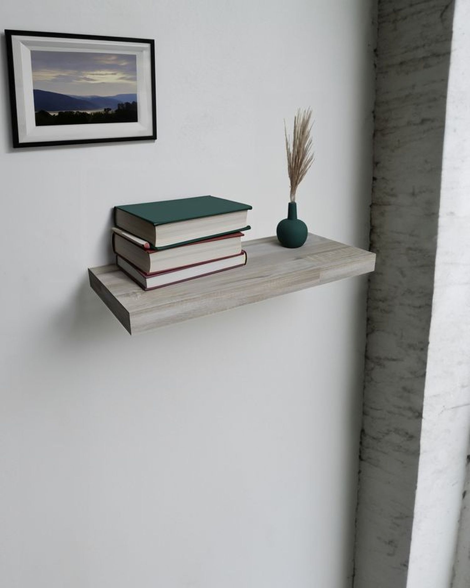 Wandregal schwebend 80 cm Holz Optik Grau MDF Kunststoff