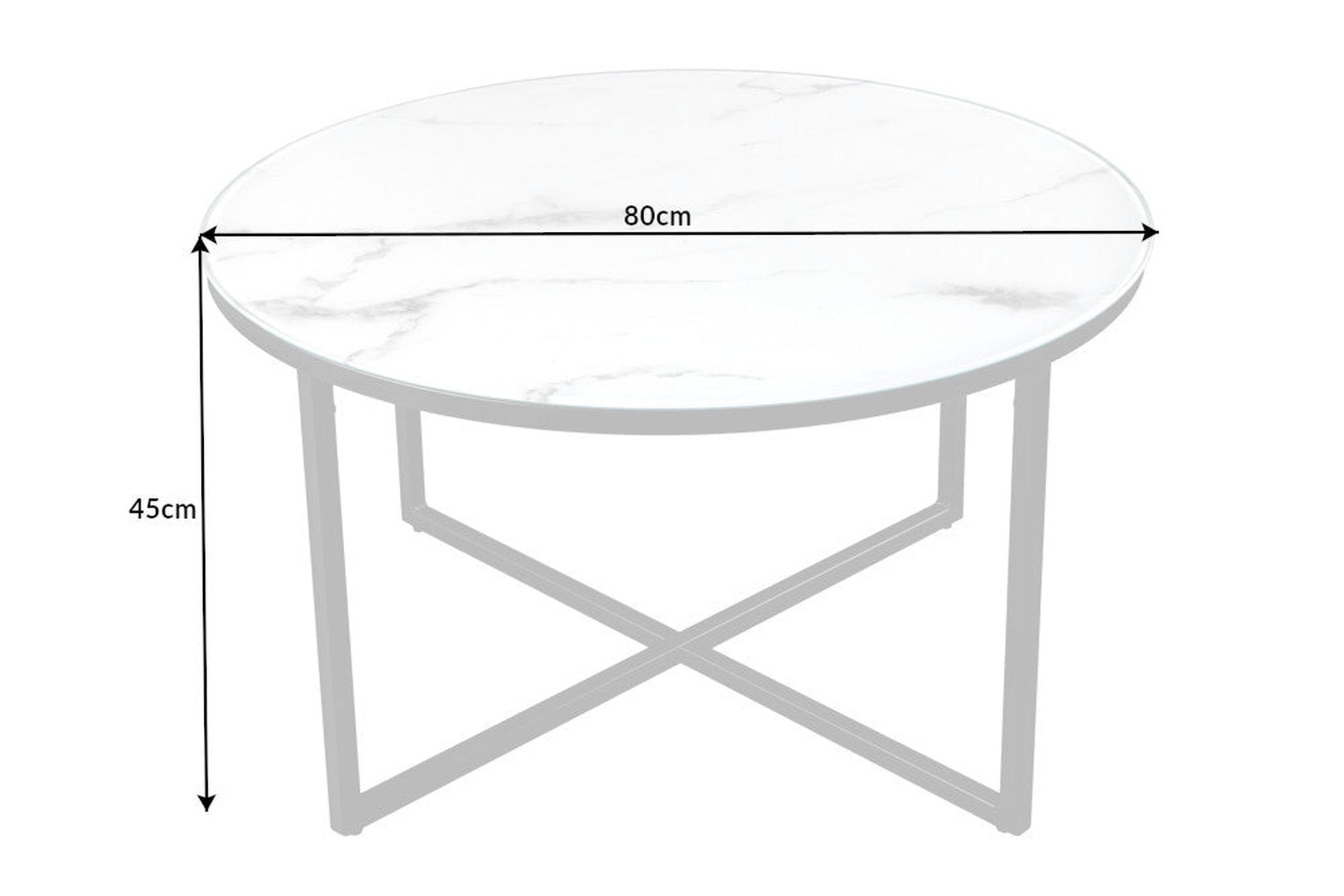 Couchtisch Hartglas Metall in Weiß Schwarz 80x80 cm