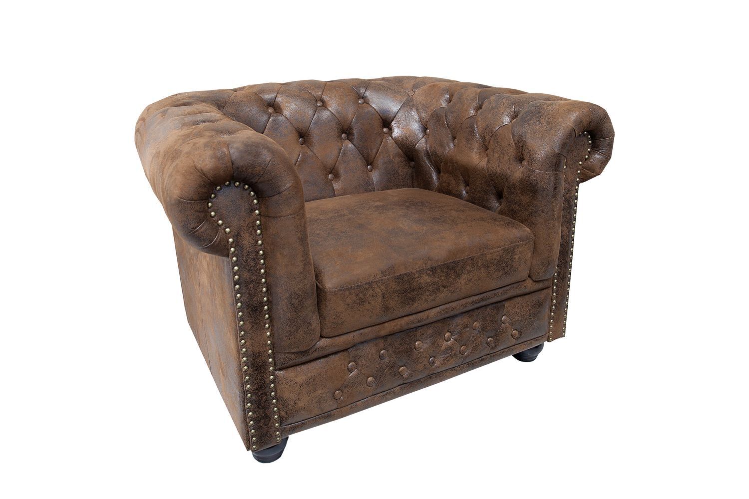 Sessel Kunstleder Holz 65 cm in Antik Braun