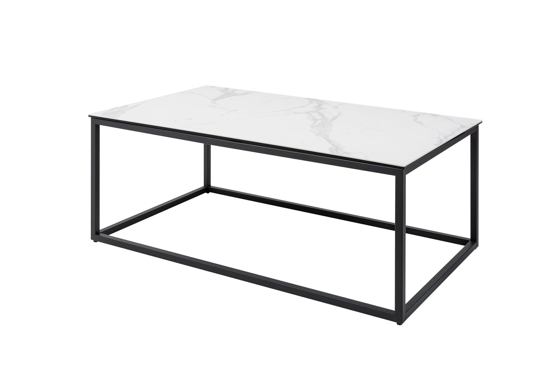 Couchtisch Keramik in Weiß Marmor Optik Schwarz 100x60 cm