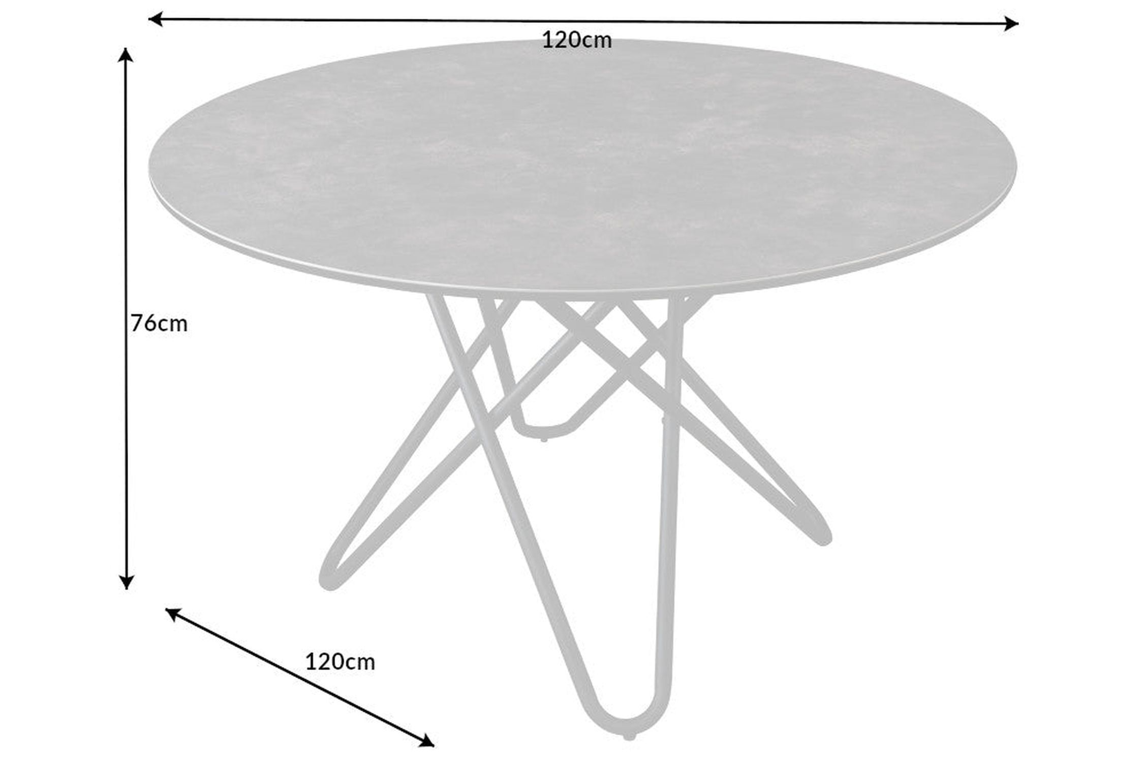 Esstisch Keramik Metall in Anthrazit Schwarz 120x120 cm
