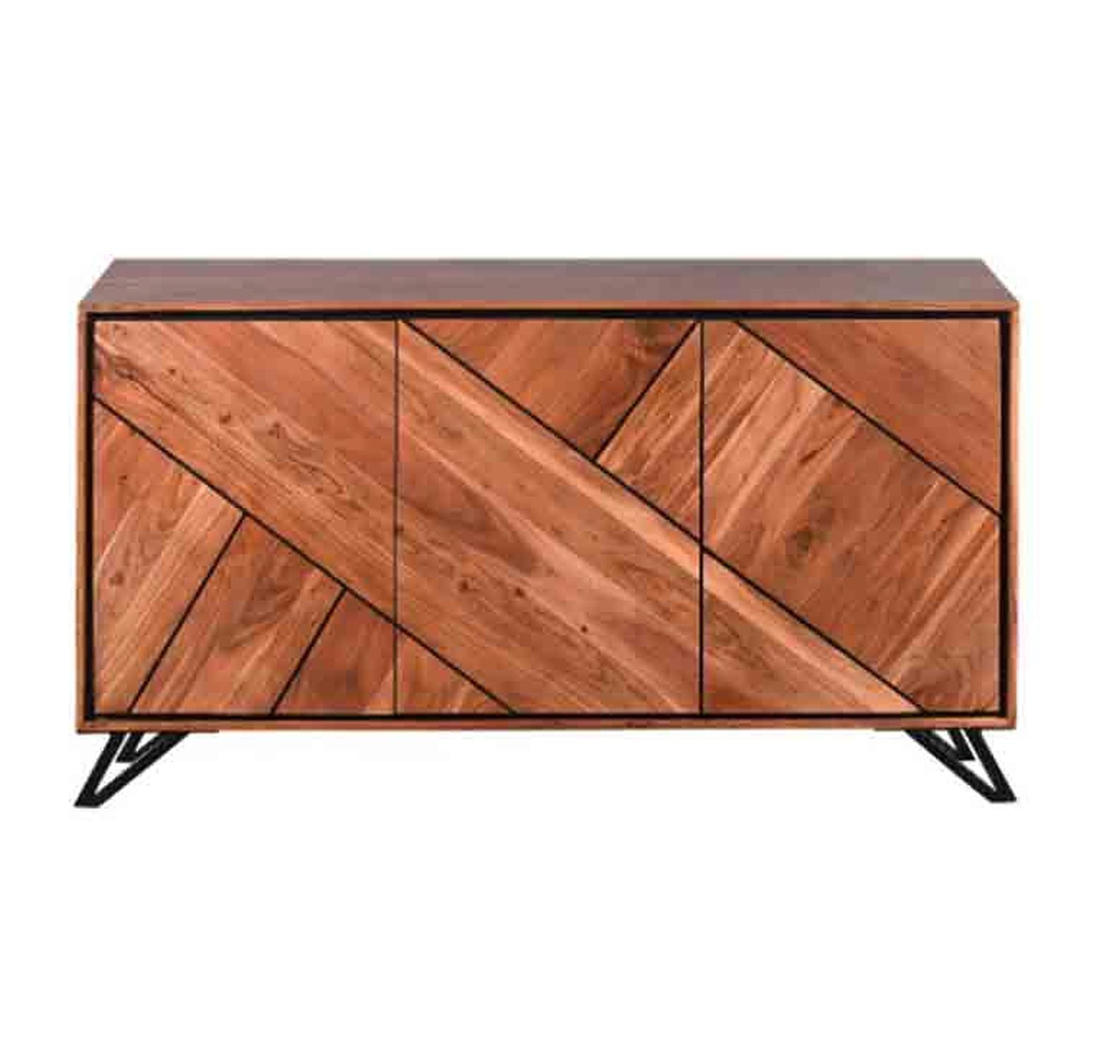Sideboard 180 cm breit Holz Metall 3 Türen Modern