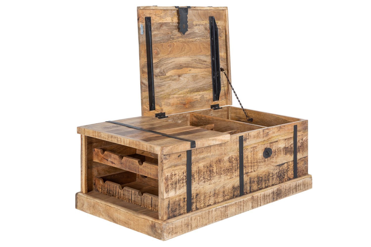 Couchtisch Mango Holz Metall Handarbeit 100x50 cm in Natur