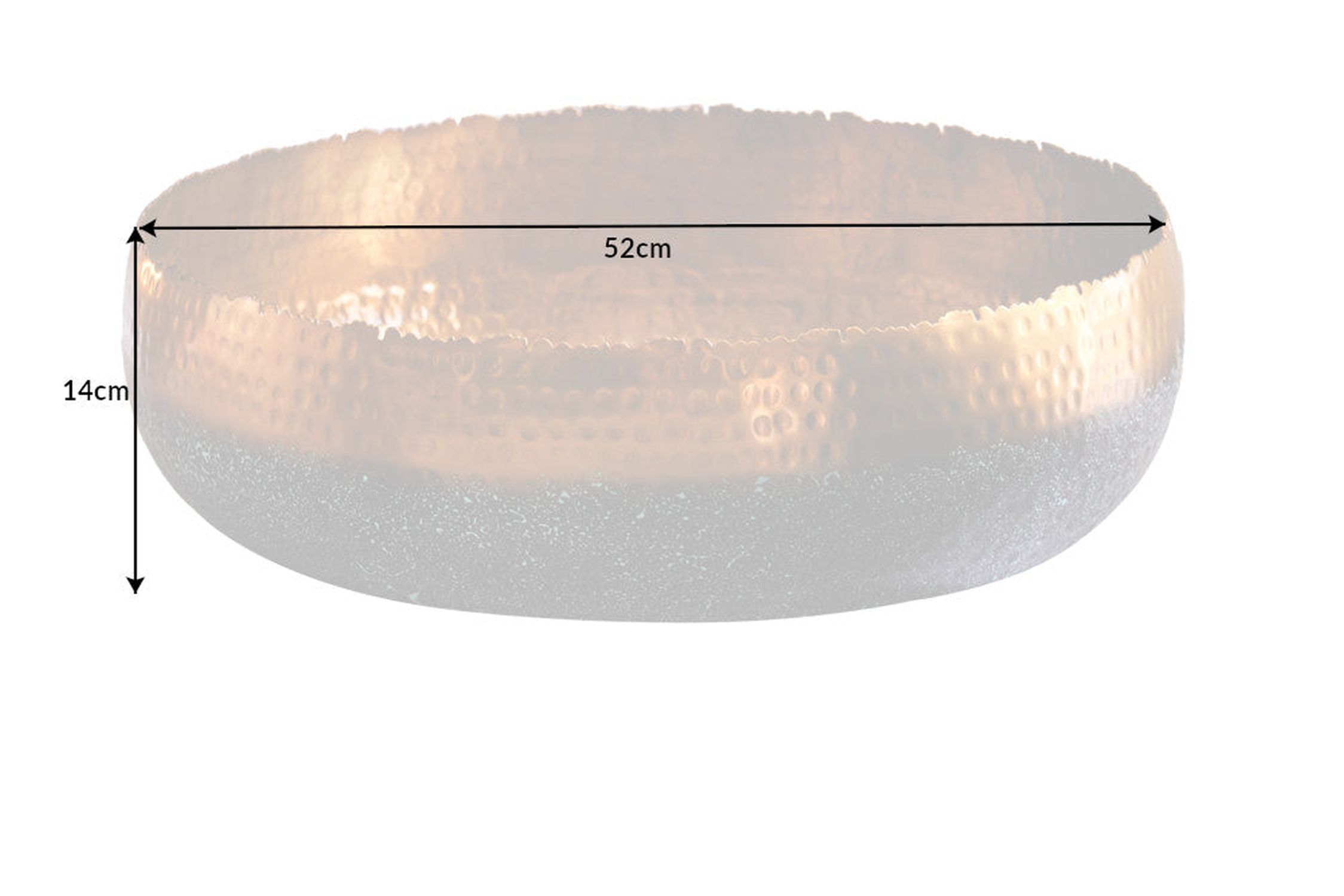 Dekoschale Handarbeit Ø 52 cm rund Hammerschlag Metall