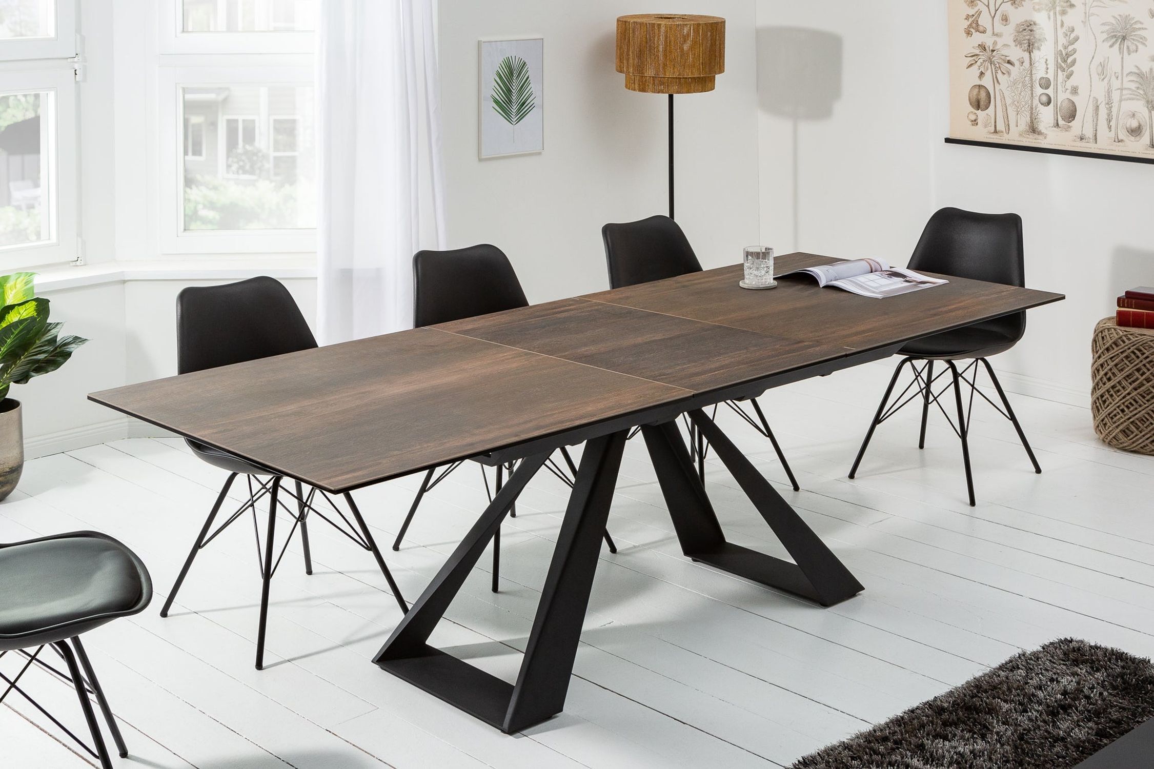 Esstisch ausziehbar Keramik in Eiche Schwarz 180-230 cm