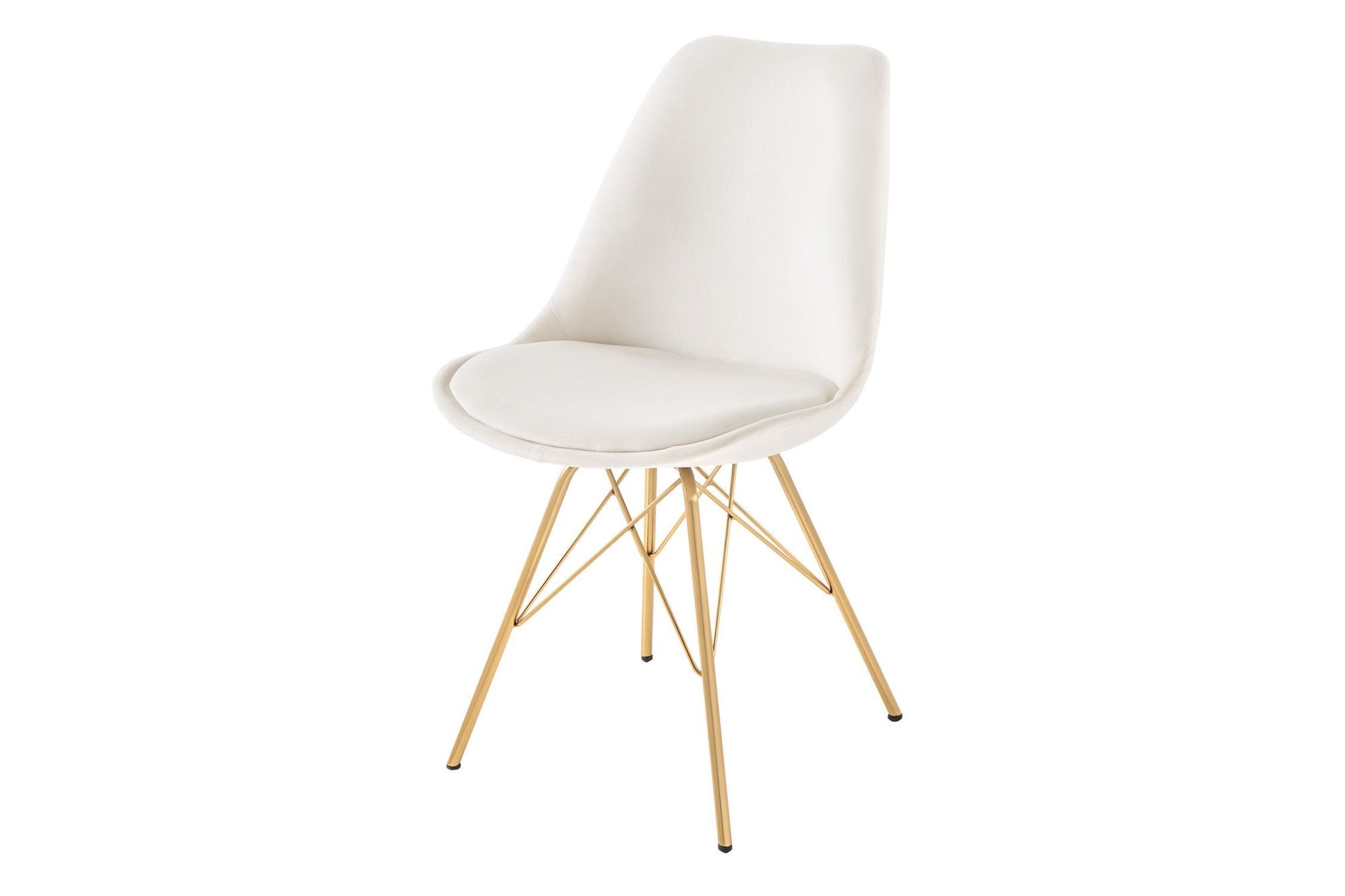 Esstischstuhl Samt Beige Creme Gold Skandinavisch