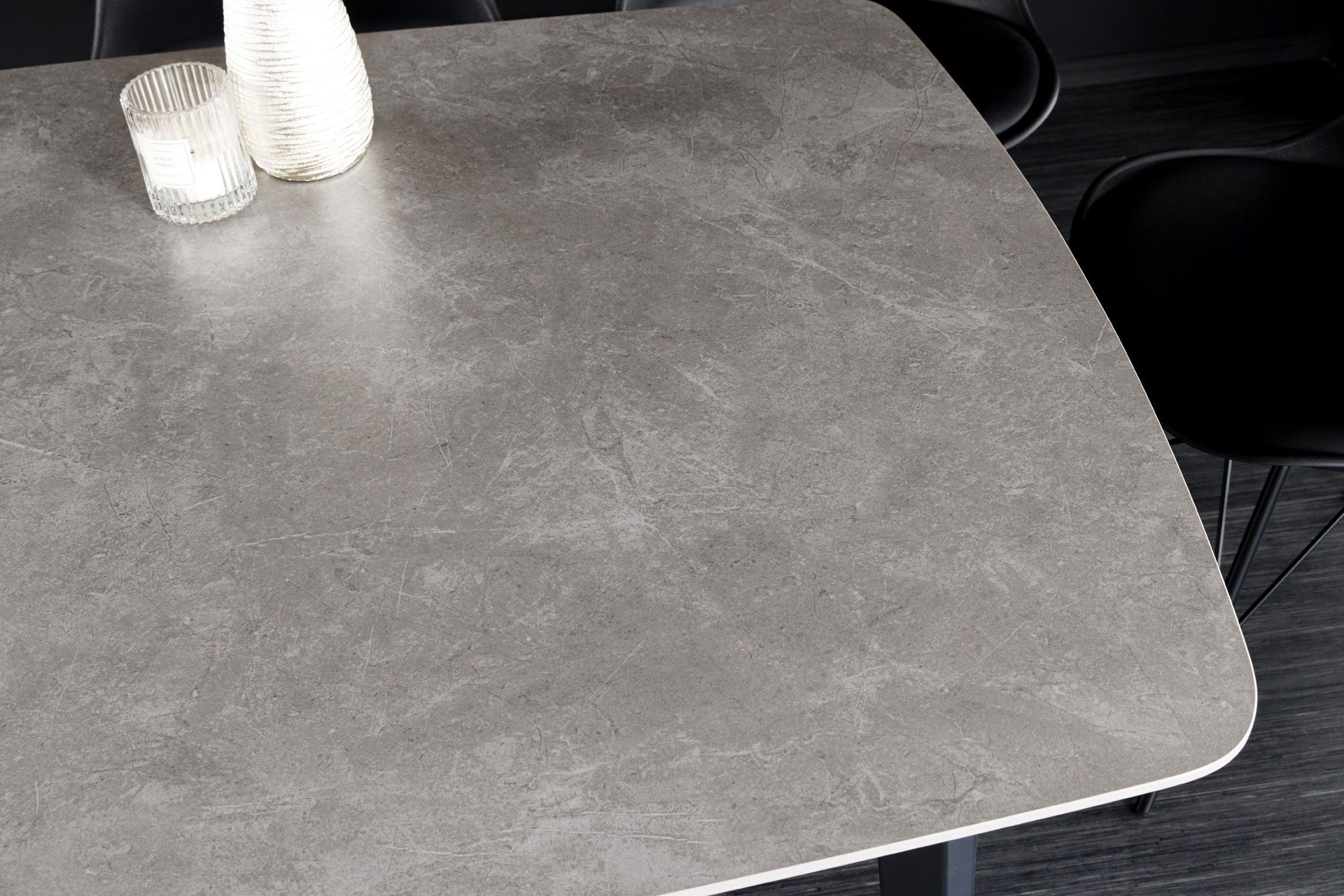 Esstisch Keramik Metall in Grau Marmor Schwarz 180x90 cm