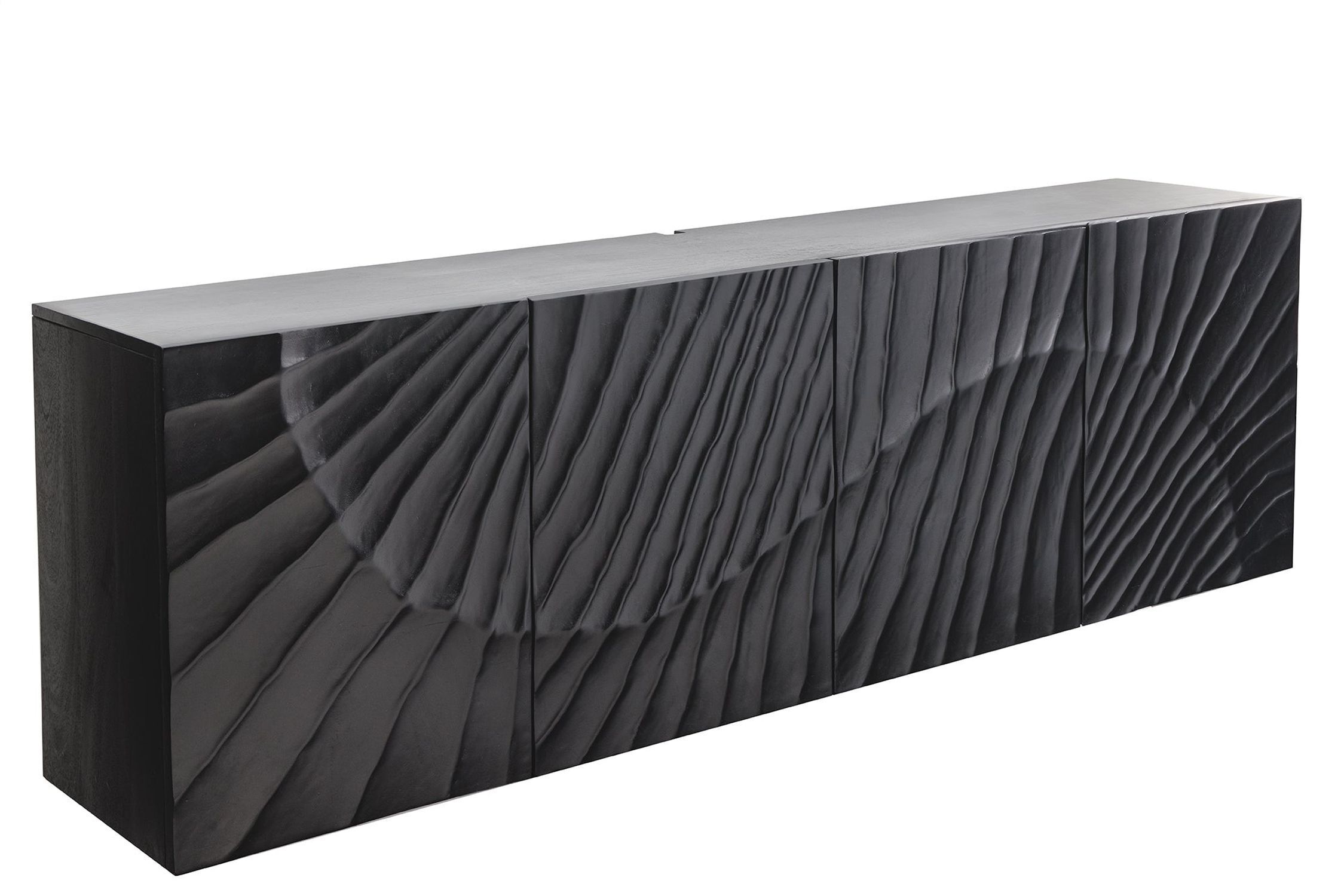 Hängesideboard Schwarz Holz 177 cm breit Handarbeit 3D-Motiv