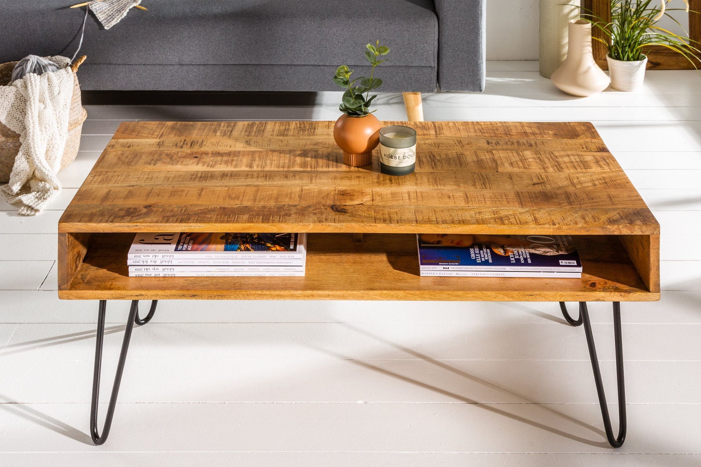 Couchtisch Mango Holz Metall 100 x 50 cm